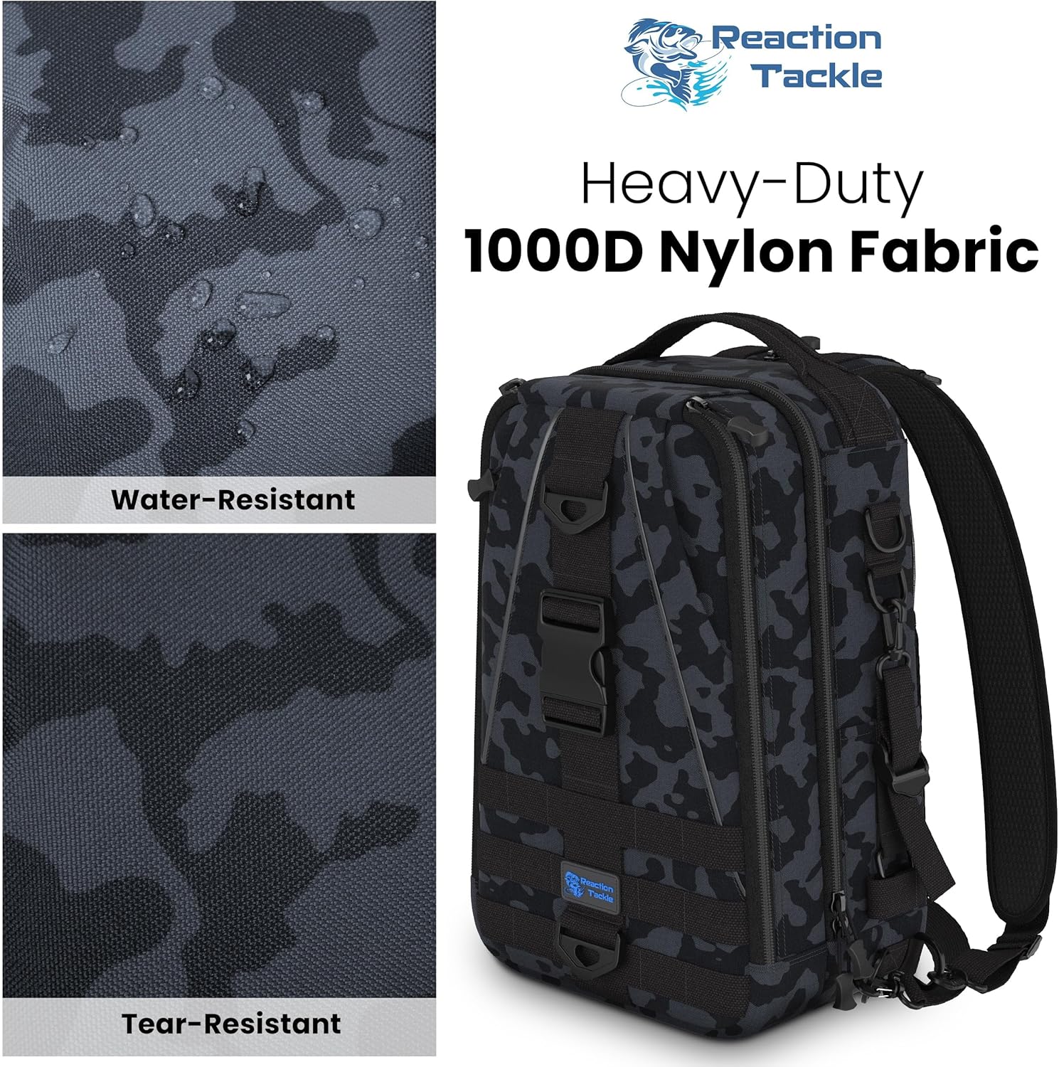 Reaction Tackle Fishing Tackle Bag - Water Resistant Camo Sling Bag - Large - 17"x12"x6"