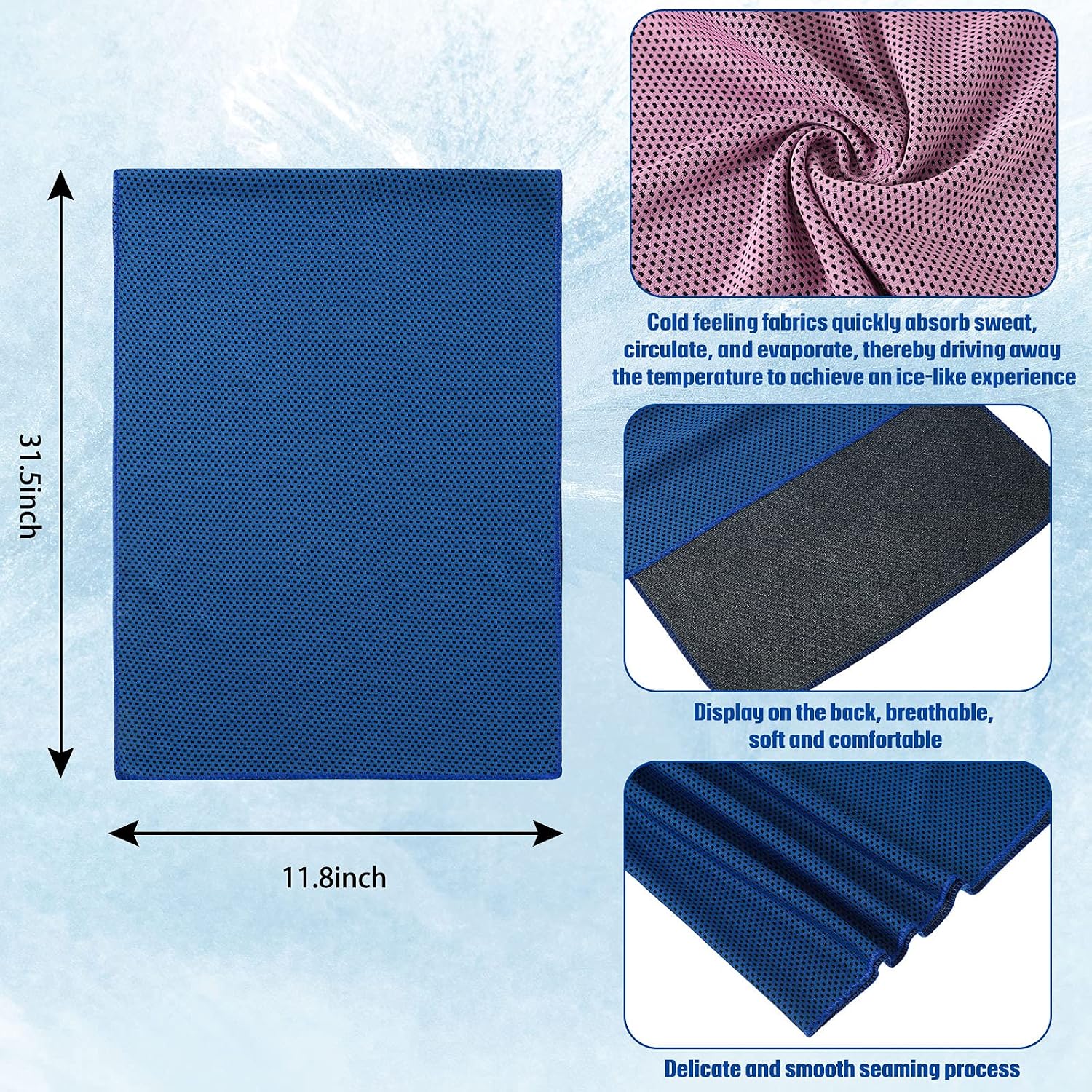 BBTO Cooling Towel for Neck and Face, Microfiber Chilly Ice Towel Wraps Instant Cooling Towels for Sweat Breathable Soft Cold Towel for Yoga Golf Gym Running Workout Camping