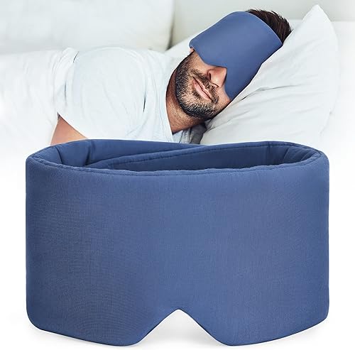FRESHME Máscara de dormir de algodón puro hecha a mano máscara opaca para dormir con velcro ajustable suave y cómoda para hombres y mujeres cubierta