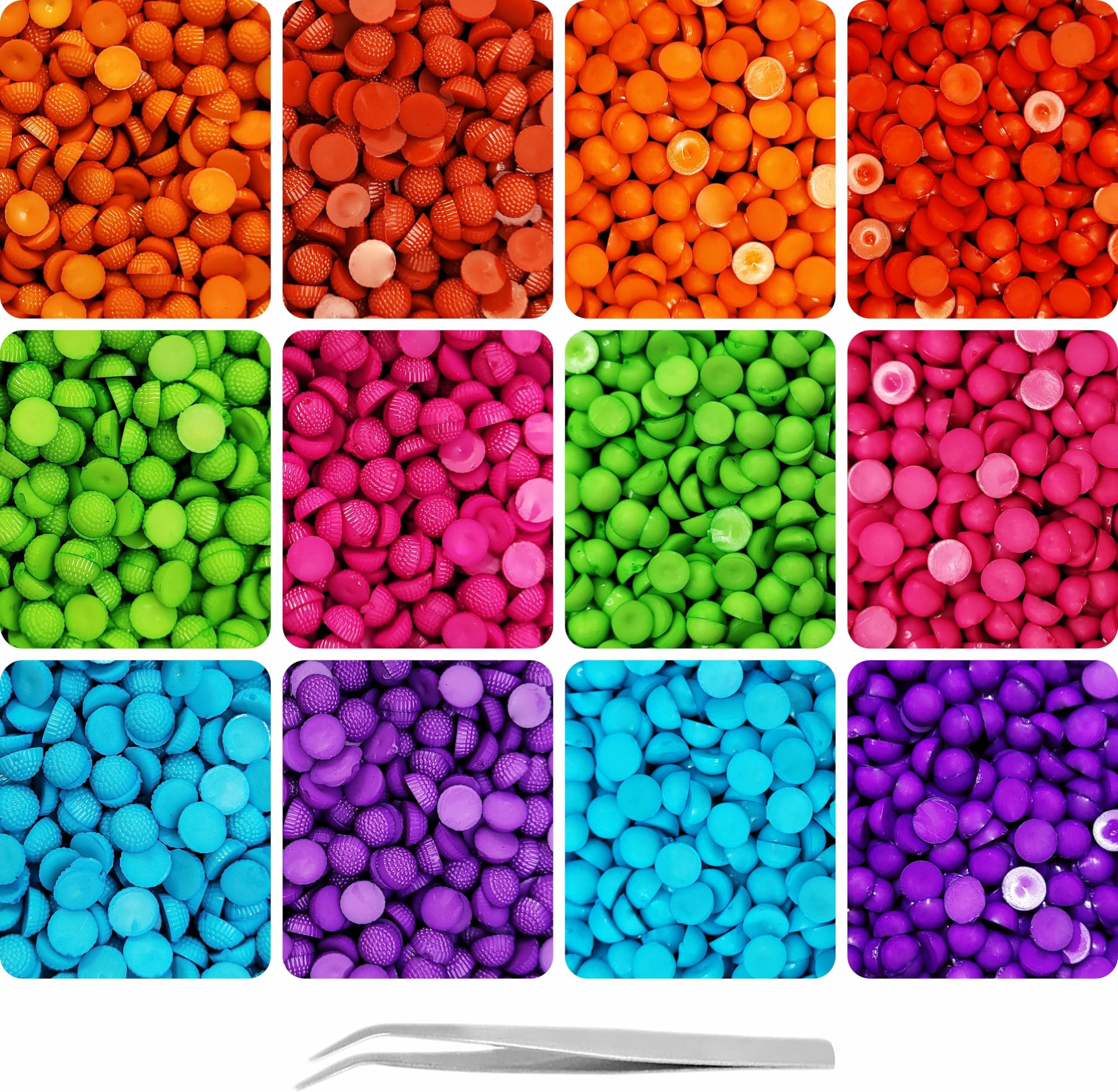 INDIKONB 3620 Multicolour Opaque Half Cut Flat Back Beads 5mm and 6mm for DIY Crafts and Jewelry