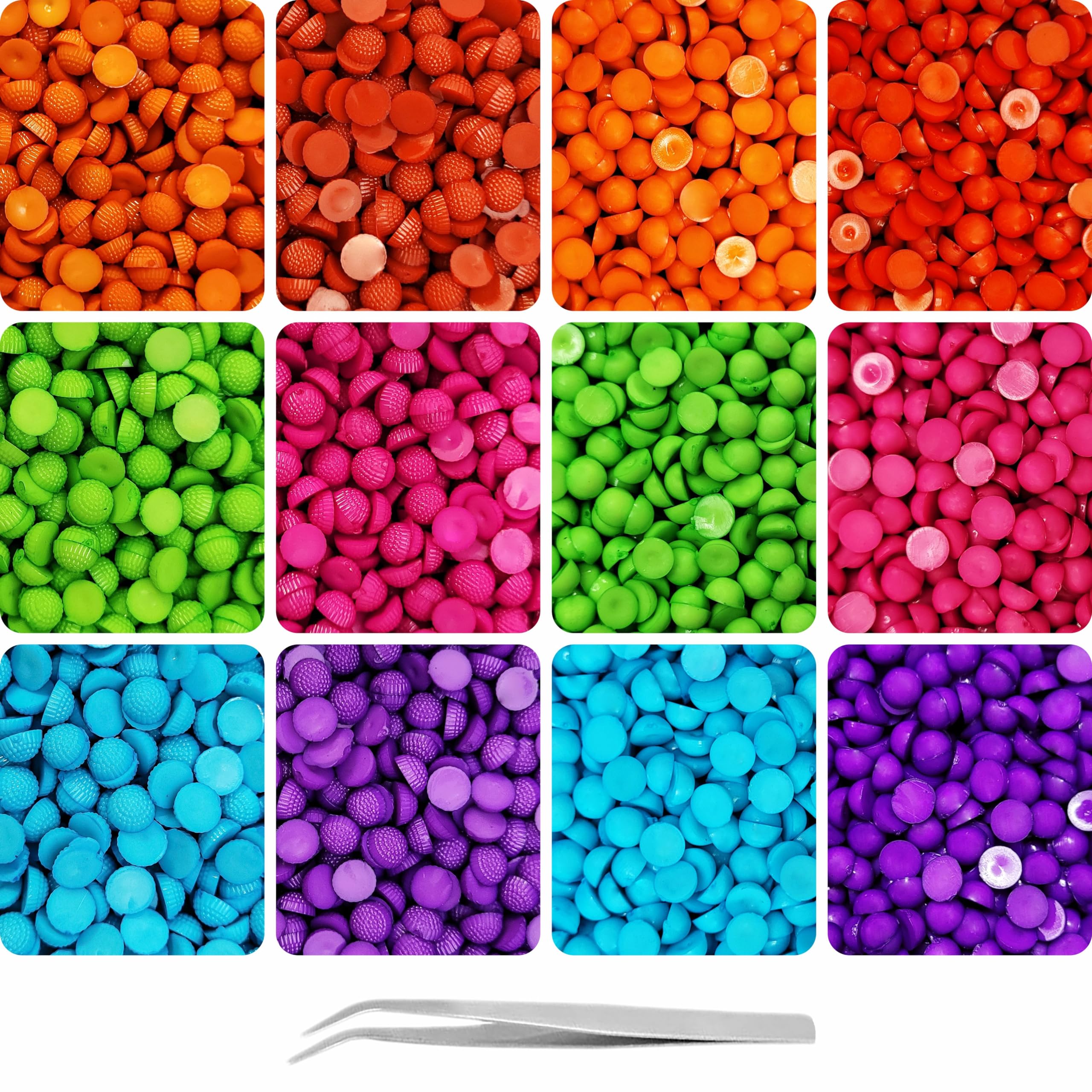 INDIKONB 3620 Multicolour Opaque Half Cut Flat Back Beads 5mm and 6mm for DIY Crafts and Jewelry