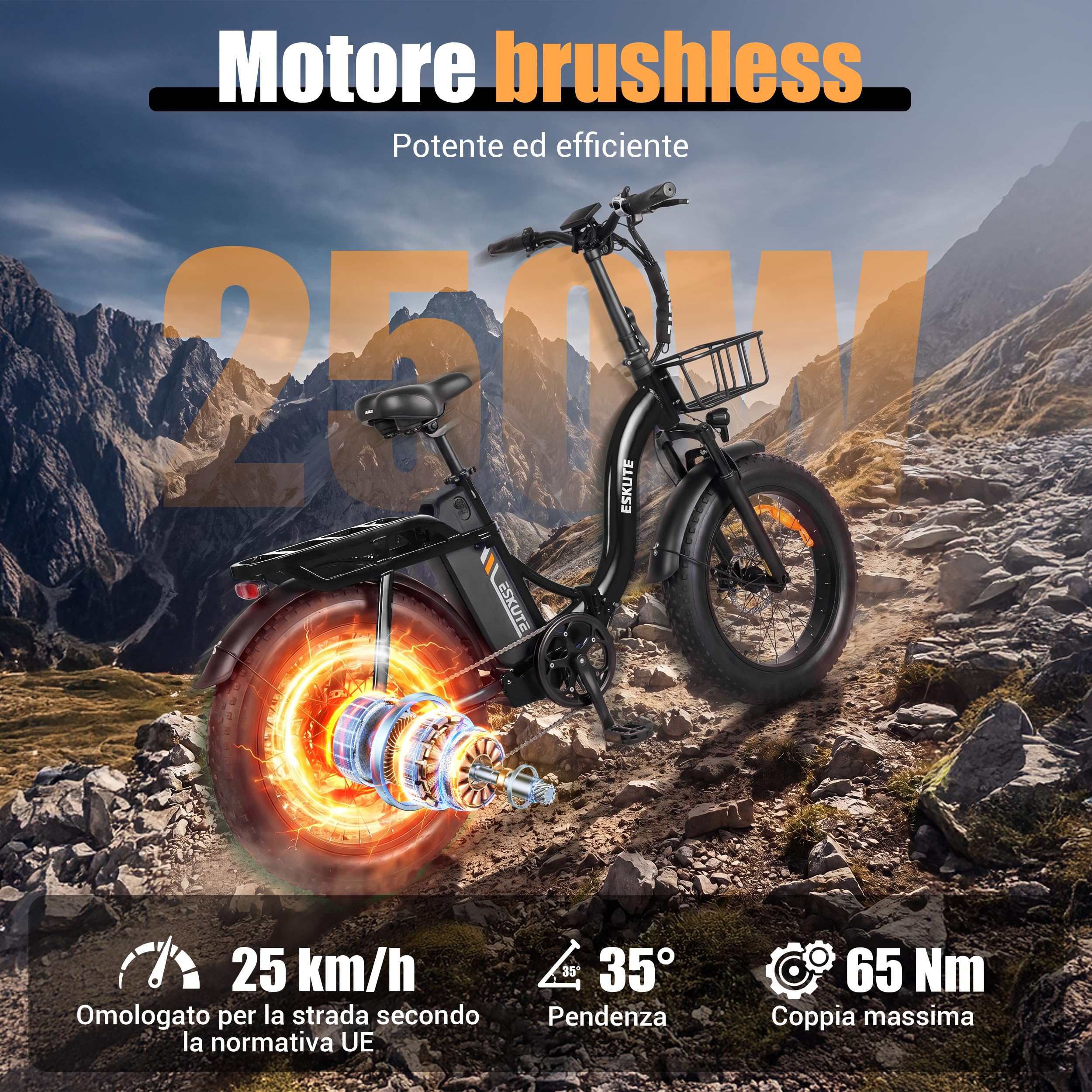 ESKUTE D202 Pro Bicicletta Elettrica Adulti 20×4.0 Fat Bike, eBike Uomo Donna con Batteria Rimovibile 48V 20.8Ah, Bici Elettrica All Terrain a 7 Velocità, Pneumatici Larghi, Autonomia fino a 100KM