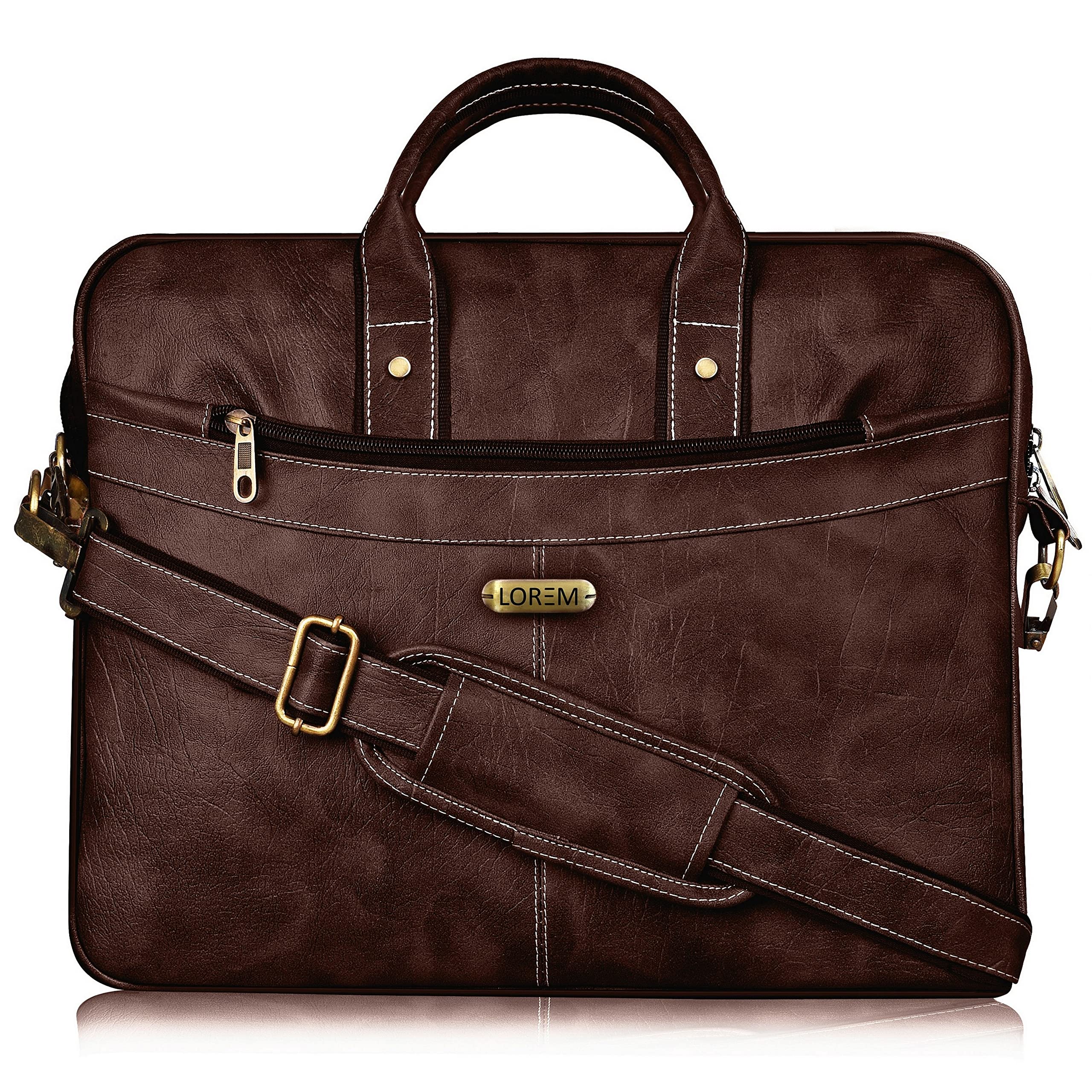LOREM Brown Faux Leather 10L Laptop Messenger Bag for Men & Women BG37-UFBG (B0B58K1X16) Amazon Price History, Amazon Price Tracker
