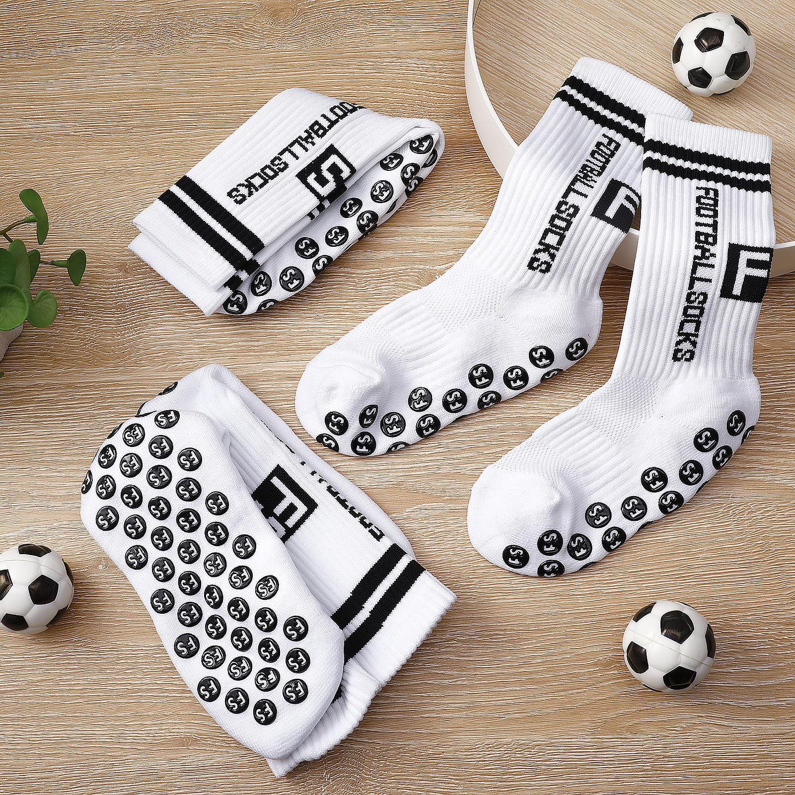 Apricitie 3 paia di calzini da calcio per bambini, antiscivolo, per calcio, basket, corsa, rugby, tennis