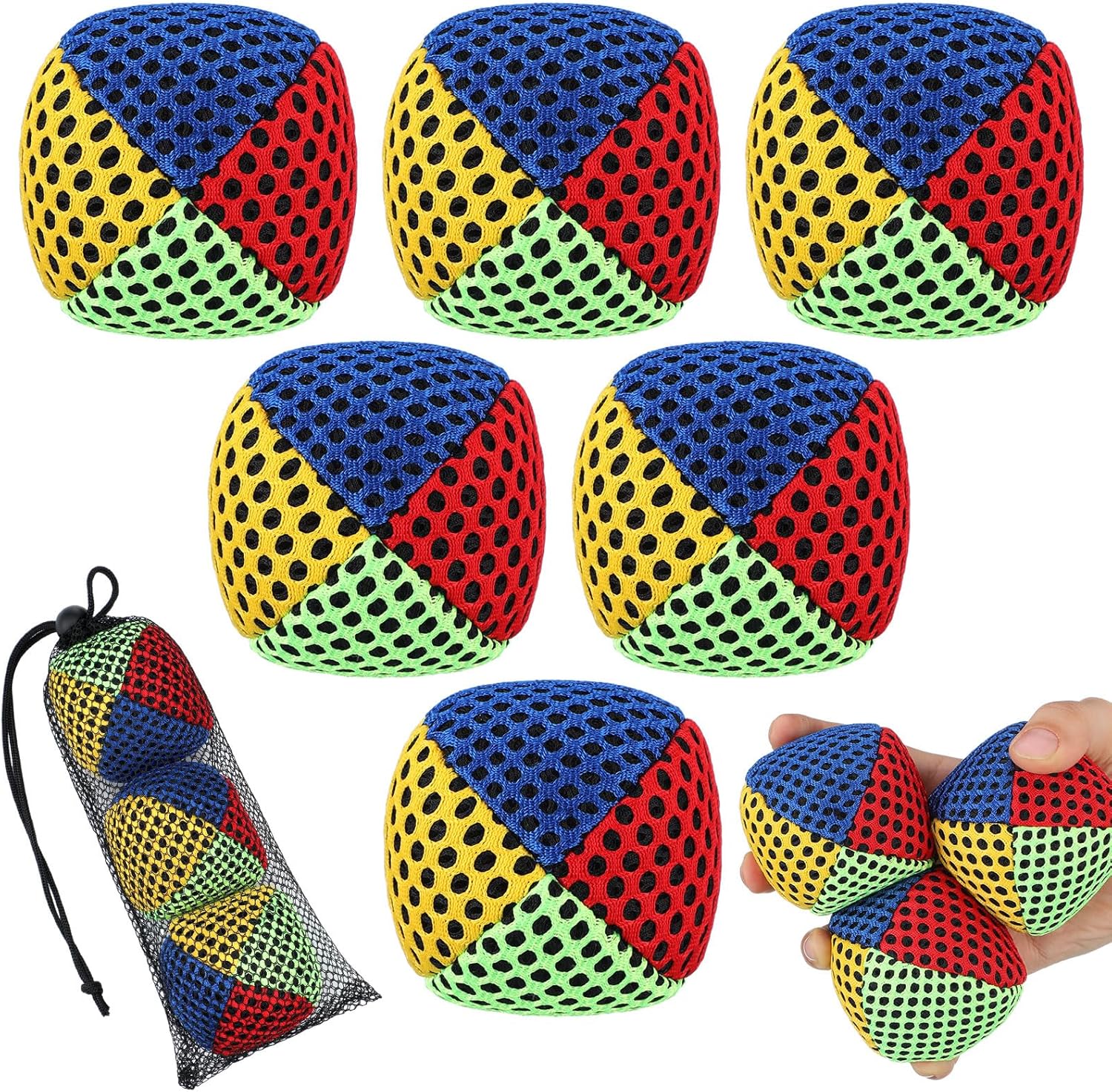 6 Pcs Juggling Balls Set for Beginners Juggling Bean Bags with 2 Black Storage Bags Soft Colorful Games for Hand Eye Coordination Party Active Play Beginner Easter Basket Stuffers