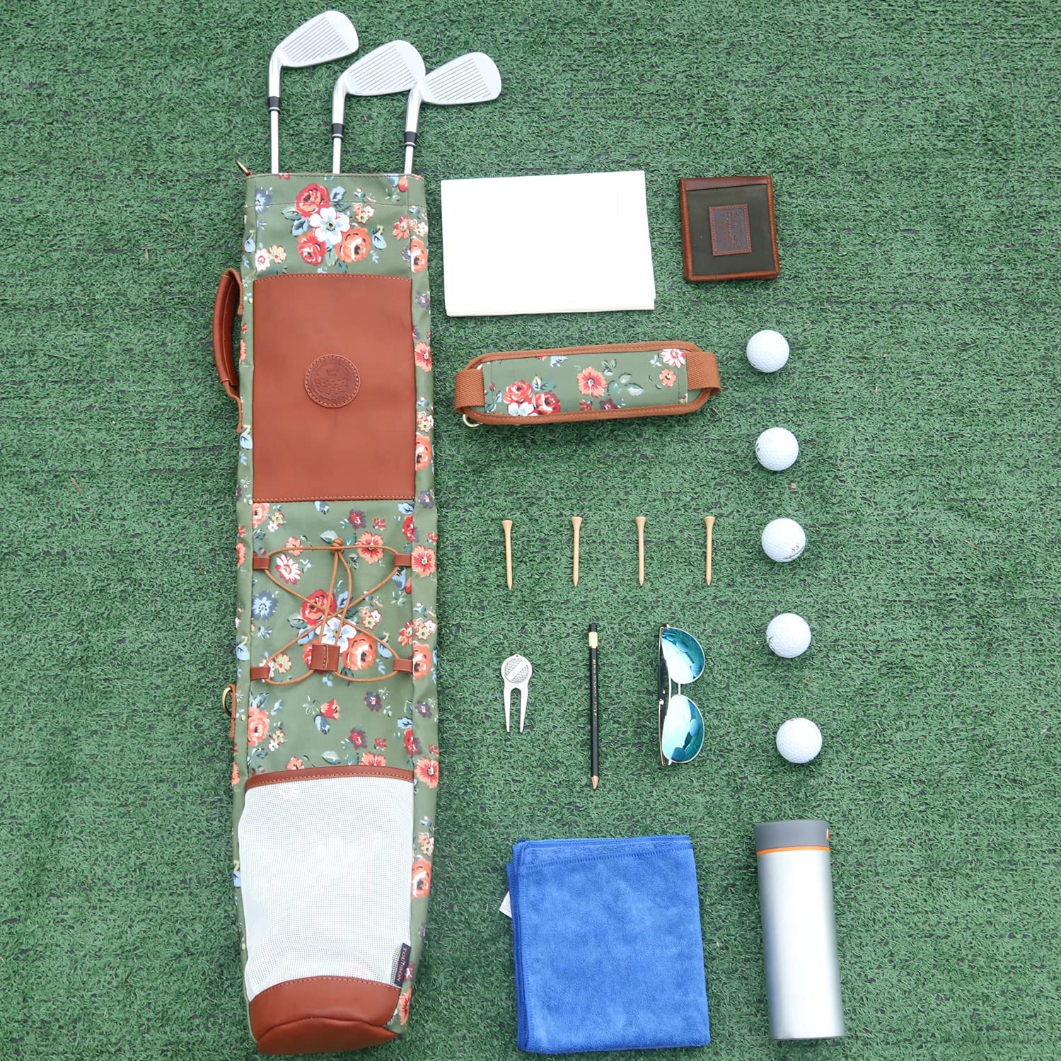 Tourbon Sunday - Borsa da golf da donna, in tela impermeabile, in pelle