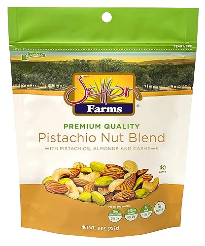 Setton Farms Bolsa de mezcla de nueces de pistacho con almendras, pistachos y anacardos, bolsa resellable de 8 onzas