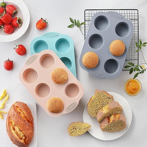 Miniatura 7 de Molde de silicona para magdalenas, moldes de silicona de grado alimenticio para hornear magdalenas y cupcakes, molde antiadherente para 6 tazas,