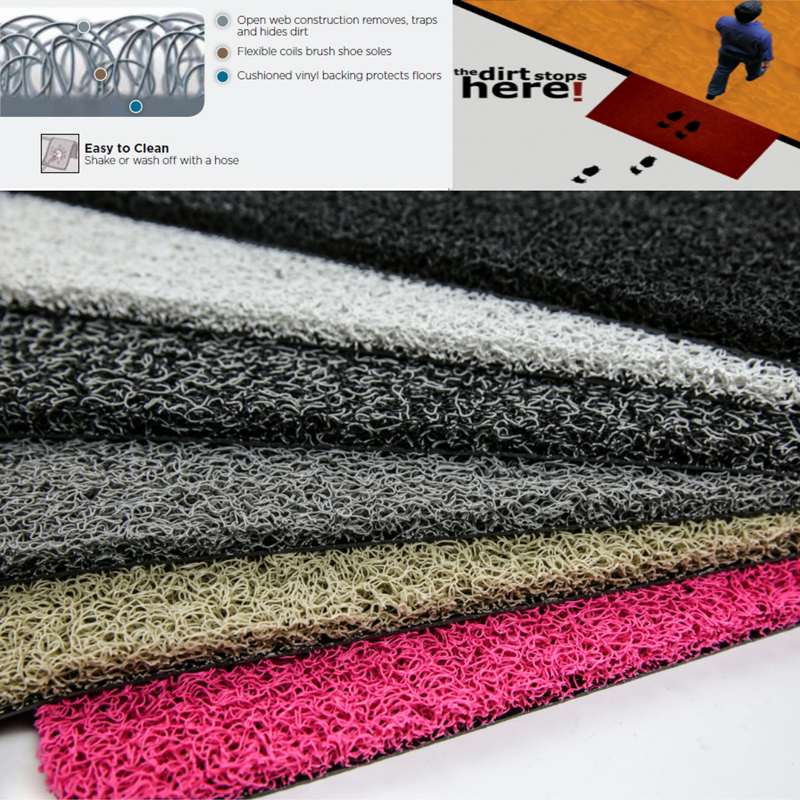 Zerbino Antiscivolo In Fibra Di Cocco 60x40 Cm – Facile Da Pulire, Non Perde Pelucchi, Nero