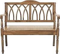 Vista 8 de SAFAVIEH Home Collection - Banco de madera maciza de cebada Benjamin, banco de interior para entrada, dormitorio o sala de estar (AMH6500A)