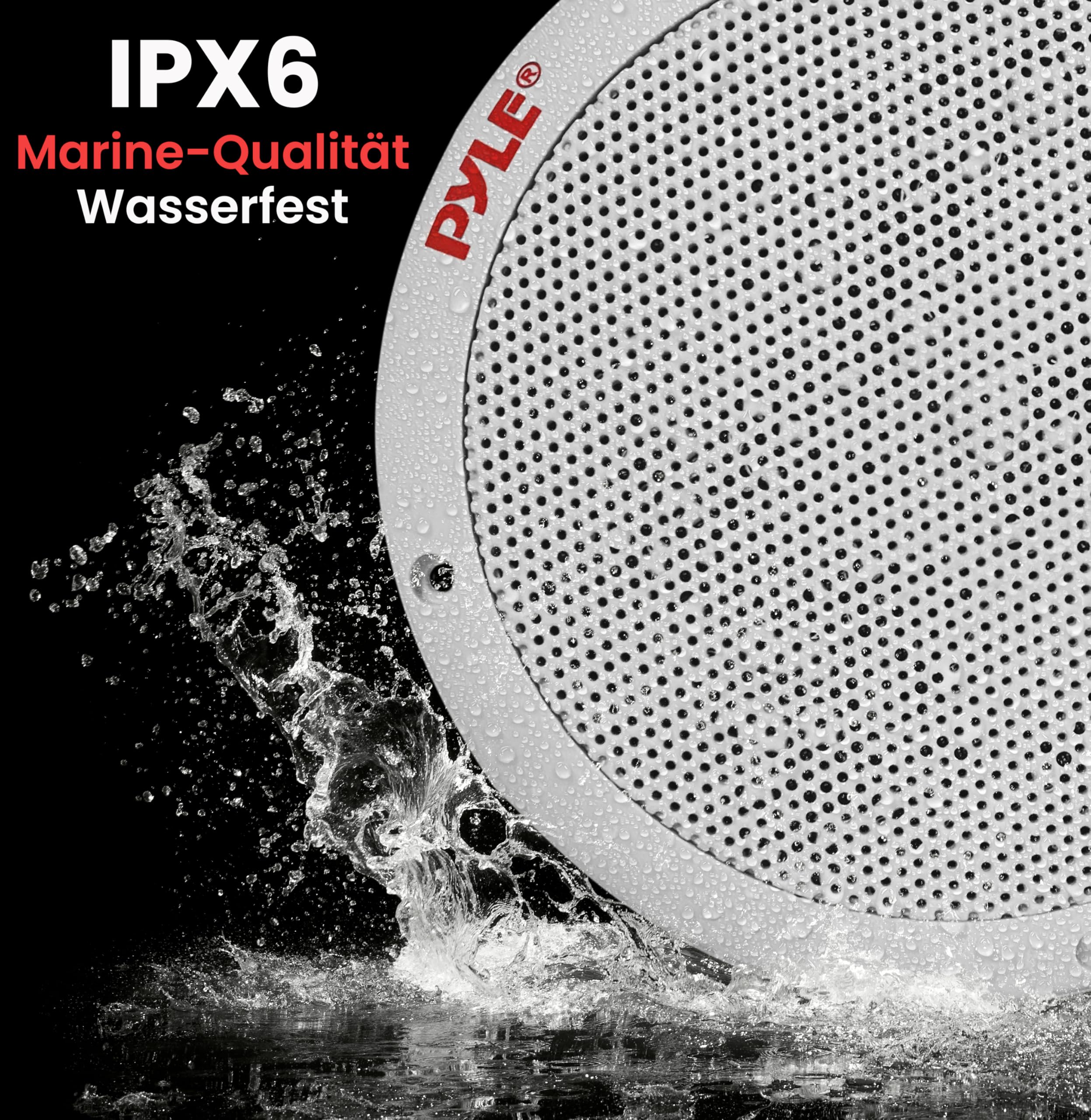 Pyle 16,5 cm Dual Marine-Lautsprecher – 2-Wege wasserdichtes und wetterfestes Outdoor-Stereo-System mit 400 W Leistung, Polypropylen-Konus und Butylgummi-Sicke – 1 Paar, Weiß