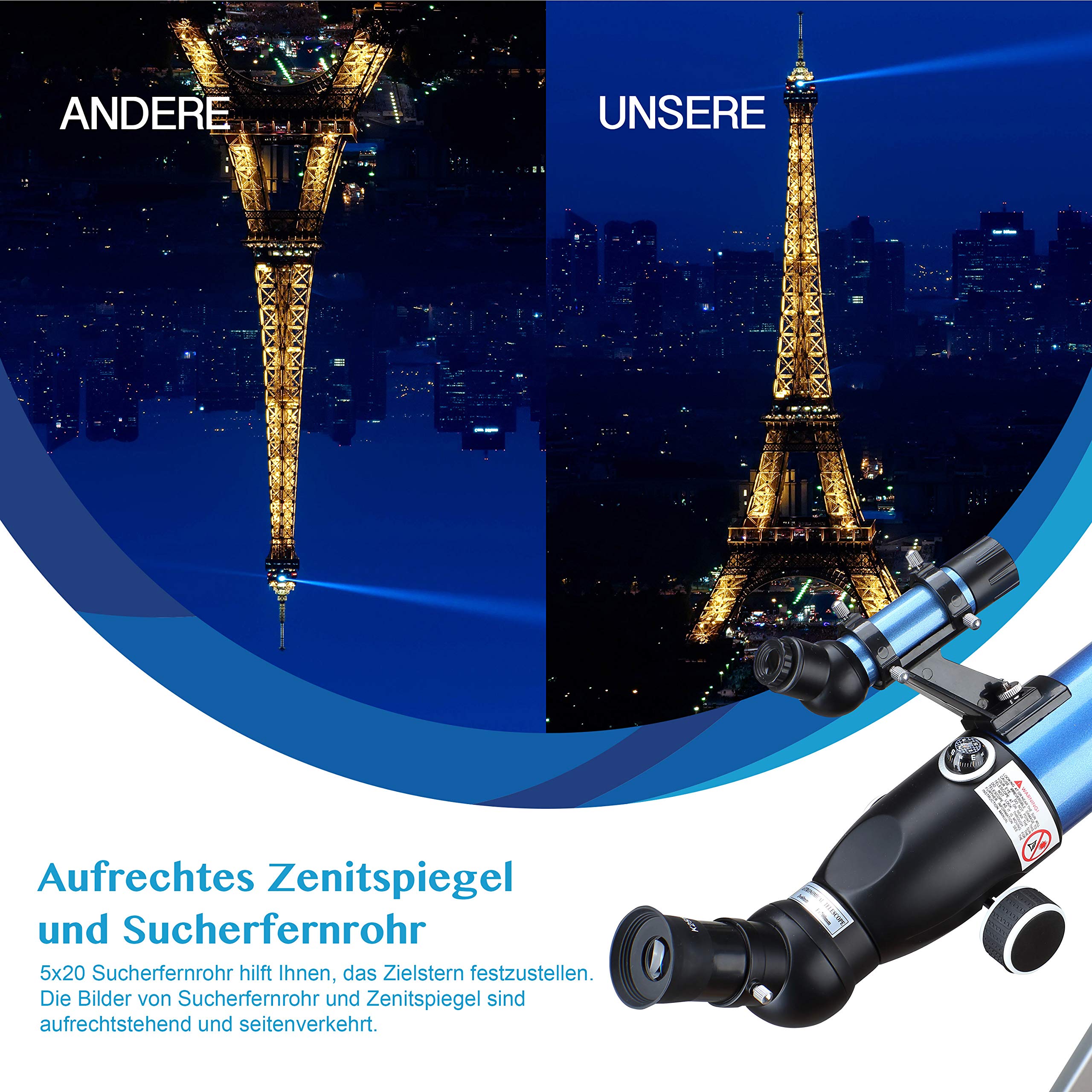 Aomekie telescoop - 234X refractor - voor kinderen/beginners - 10X