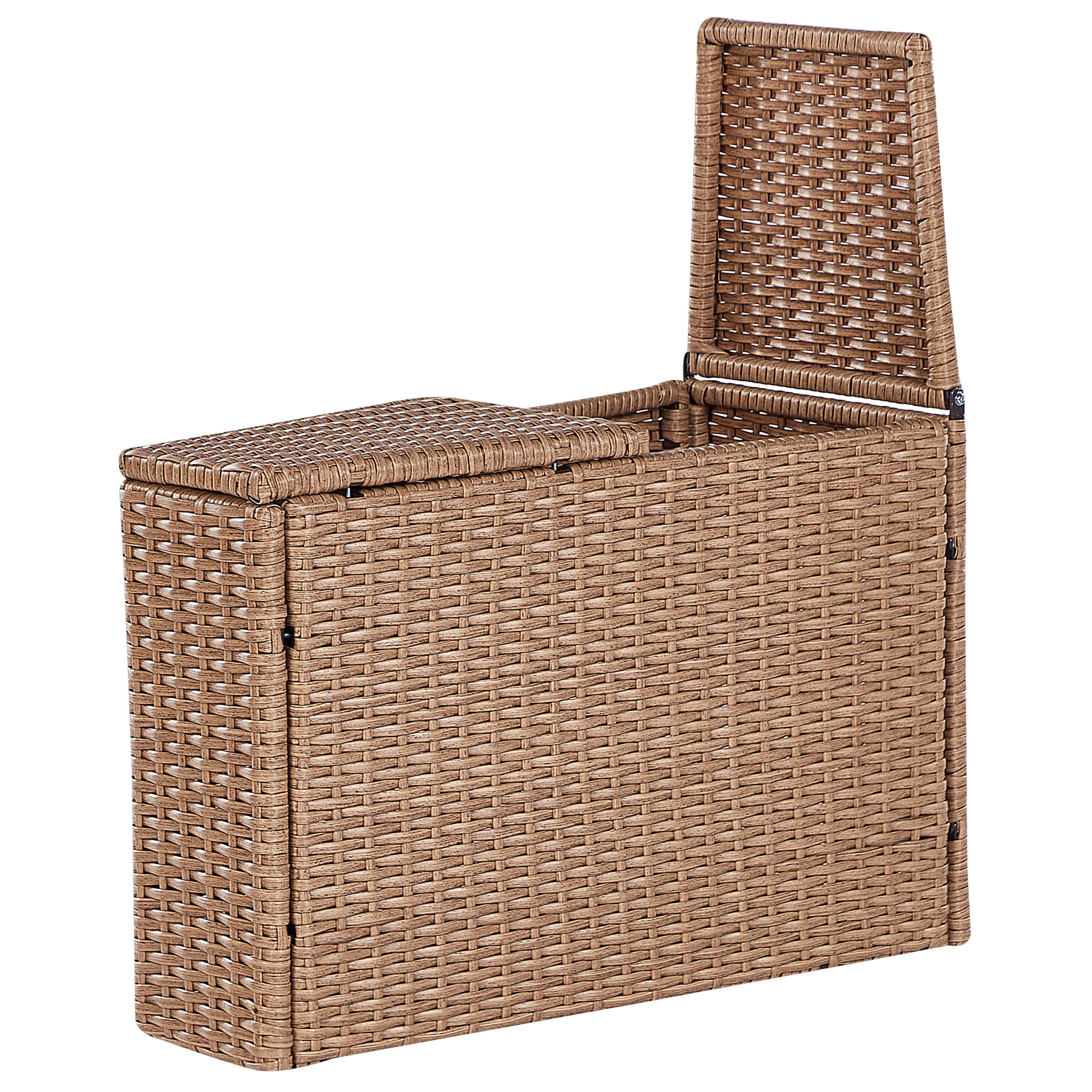 Beliani 9-Sitzer Lounge Set Rattan Sand beige rund mit Auflagen weiß Couchtisch Severo