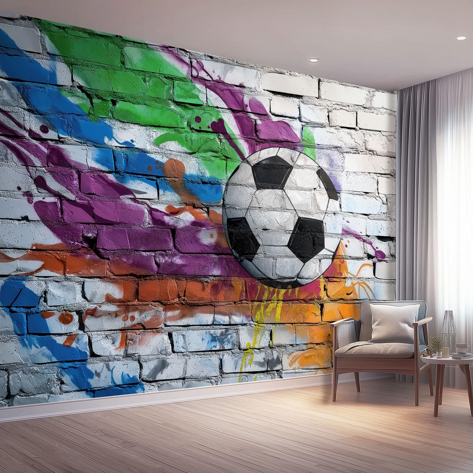Papier peint panoramique football pour transformer un mur blanc terne
