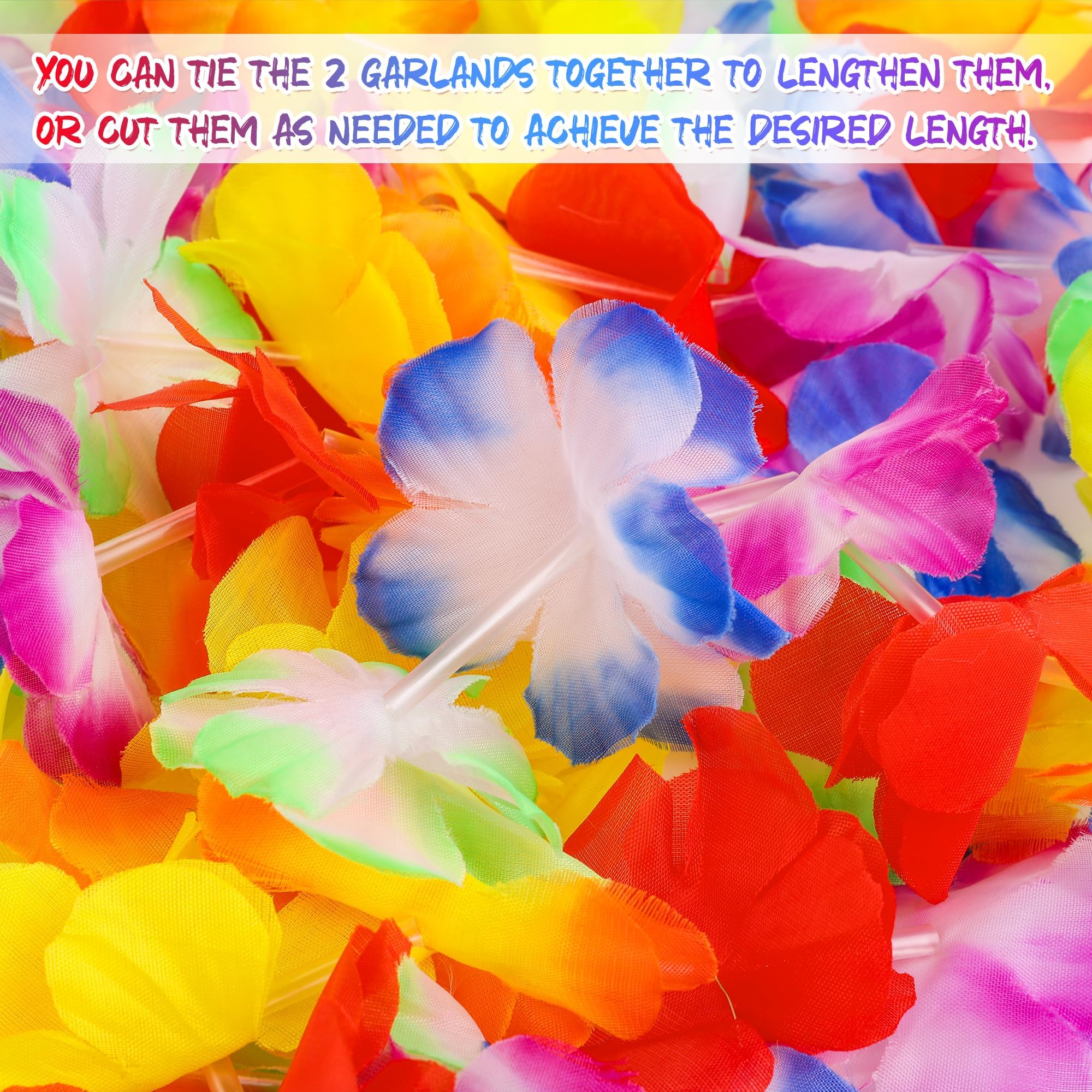 Aneco 50 Stück hawaiianische tropische Jumbo-Girlanden Luau Hibiskus Blumen Lei Girlande für hawaiianische Partyzubehör, Dekorationen, je 3 m