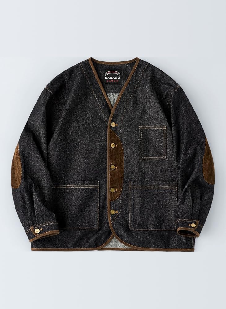 KARAKU デニムダッフルジャケット Amazon | [karaku] デニムジャケット メンズ 肘コーデュロイパッチ