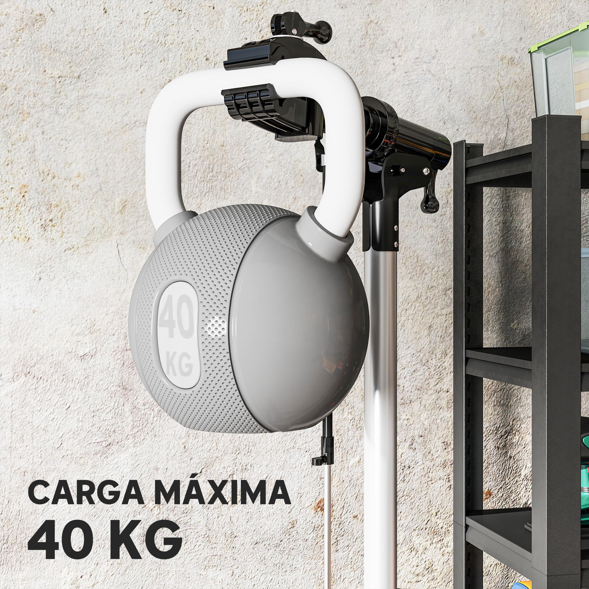 HOMCOM Soporte Tallar Bicicleta de Aluminio, Caballete para Bicicleta Plegable con Bandeja Magnética, Altura Ajustable 107-160 cm y Giratoria 360°, Caballete de Reparación de Bici Carga 40 kg, Negro