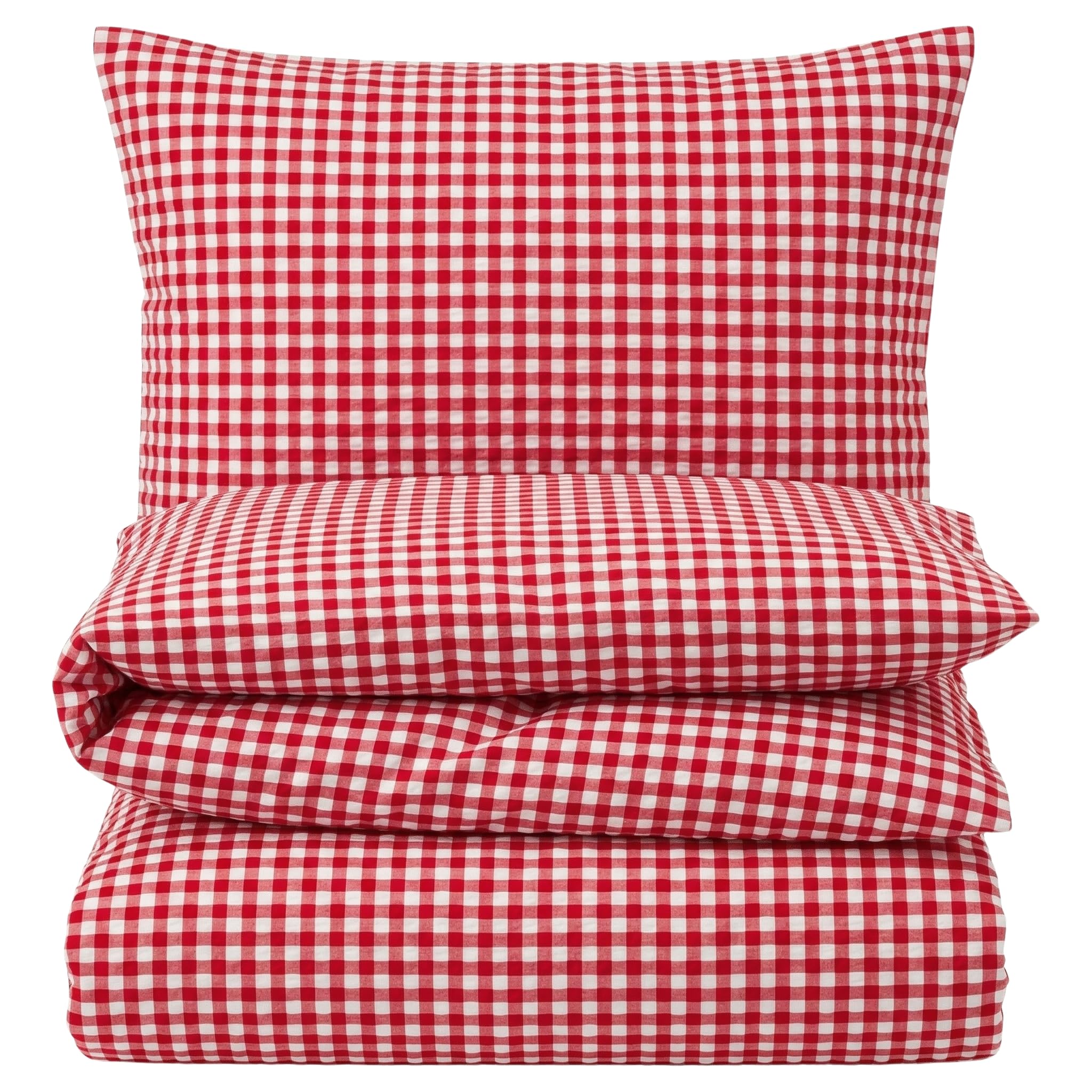 Carpe Sonno Seersucker Bettwäsche 135x200 Baumwolle [Bügelfrei] | Leicht kühlende Bettwäsche Seersucker 135x200 | Sommer Bettbezug 135 x 200 mit Reißverschluss | Sommerbettwäsche kariert Rot Weiß