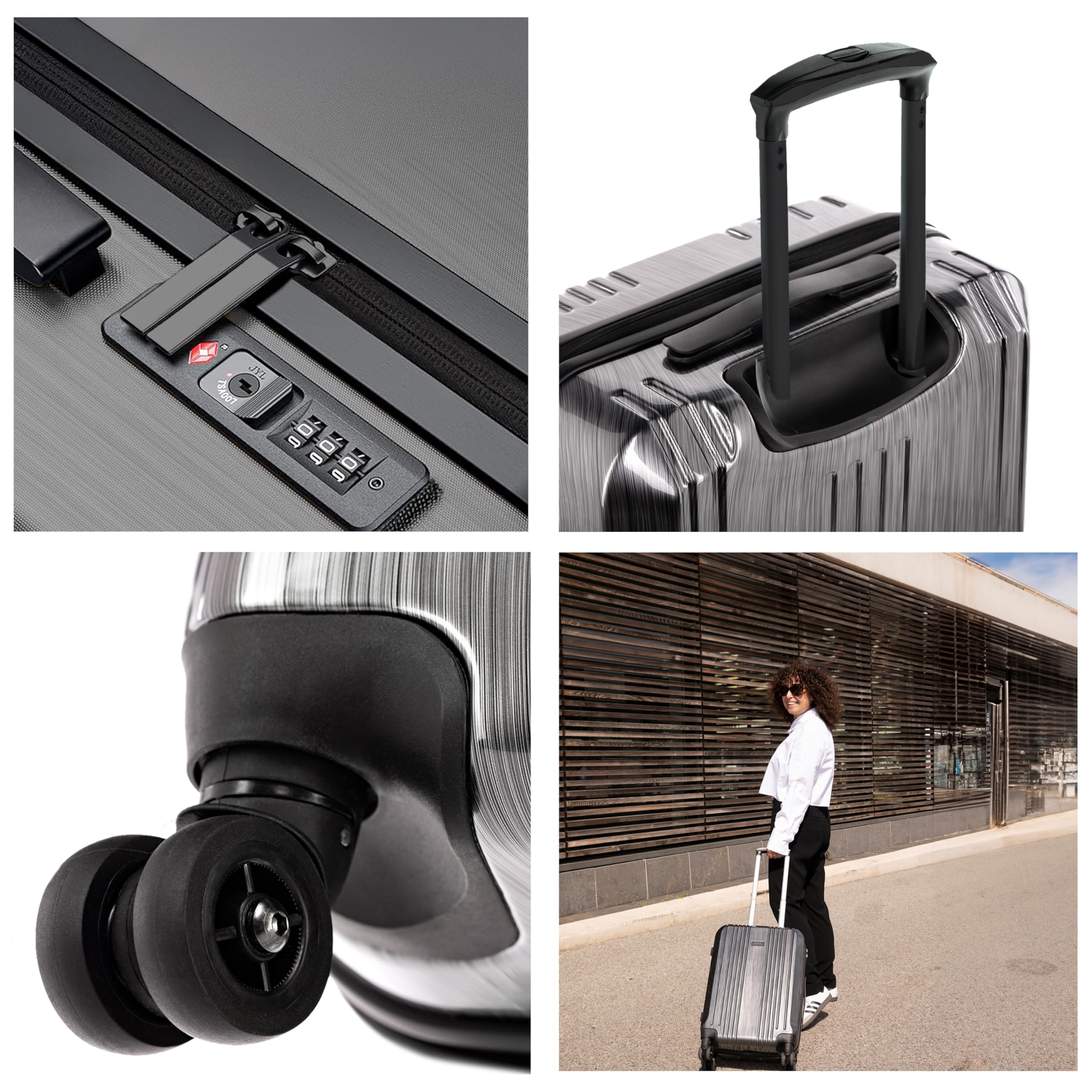 FERGÉ Set di valigie 3 pezzi con guscio rigido e lucchetto TSA Cannes, set di trolley da viaggio (bagaglio a mano, L, XL) Set di 3 valigie con guscio rigido, trolley con 4 ruote morbide, robusto