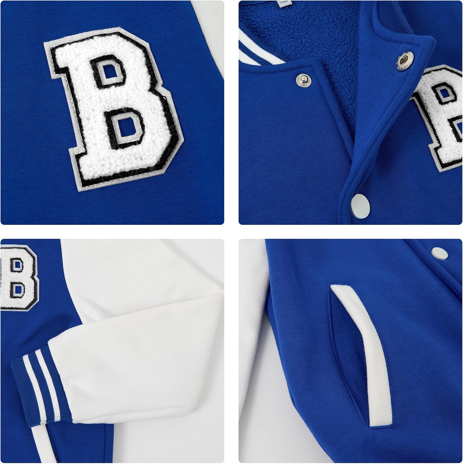 Volunboy Kids Baseball Jacket Varsity Letterman Coat Fall Winter Fleece Bomber Vintage Outerwear