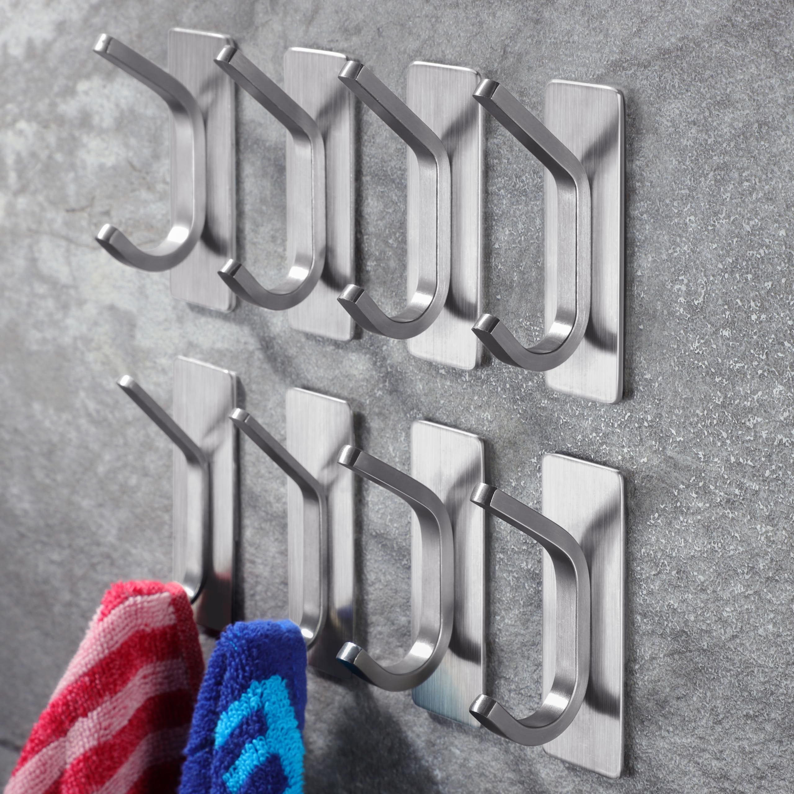 ZUNTO Set mit 8 Klebehaken für Handtücher, Wandhaken, Edelstahl, Kleiderhaken für Bad und Küche