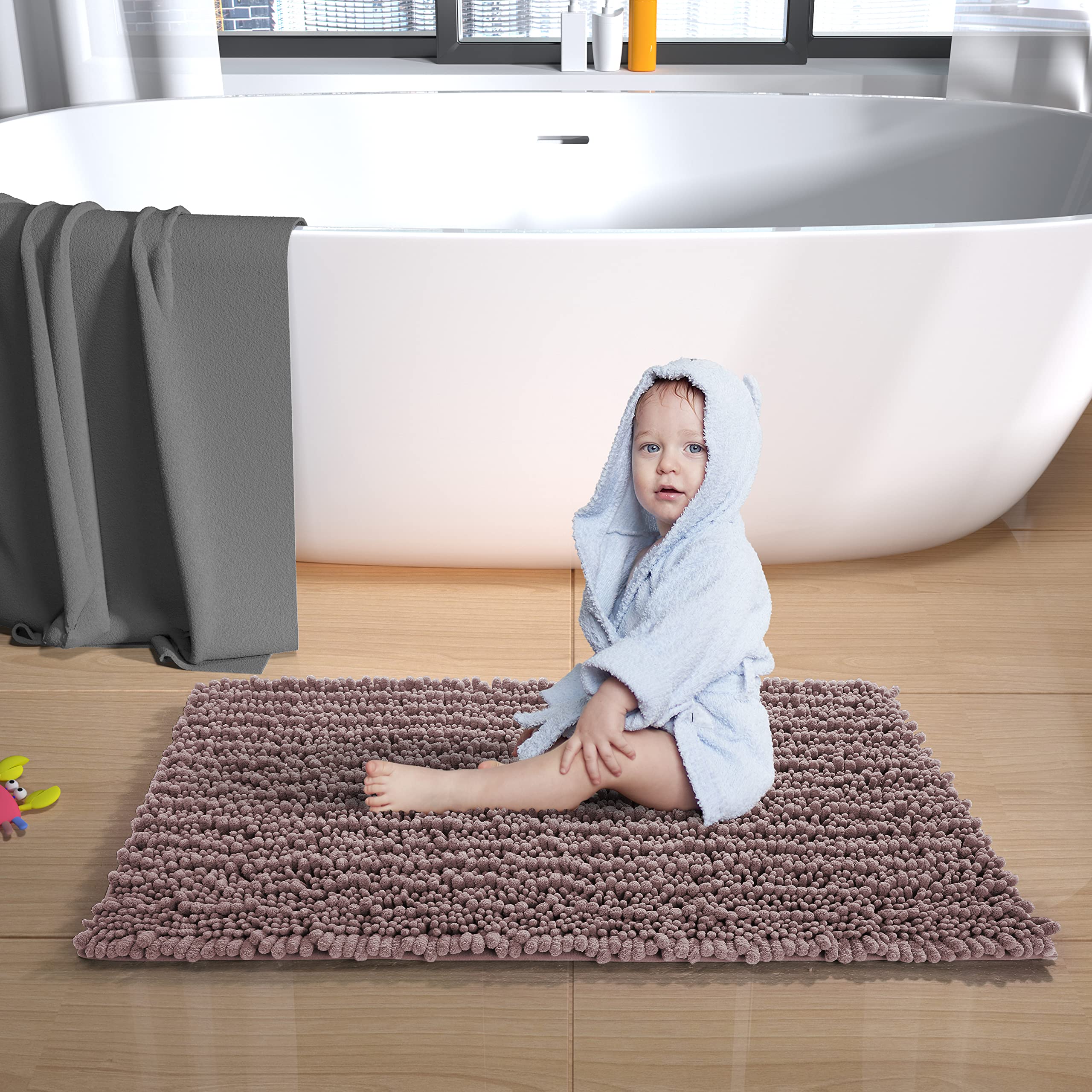 Yimobra Original Luxury Chenille Bath Mat, 32 x 20 Inches, Soft Shaggy
