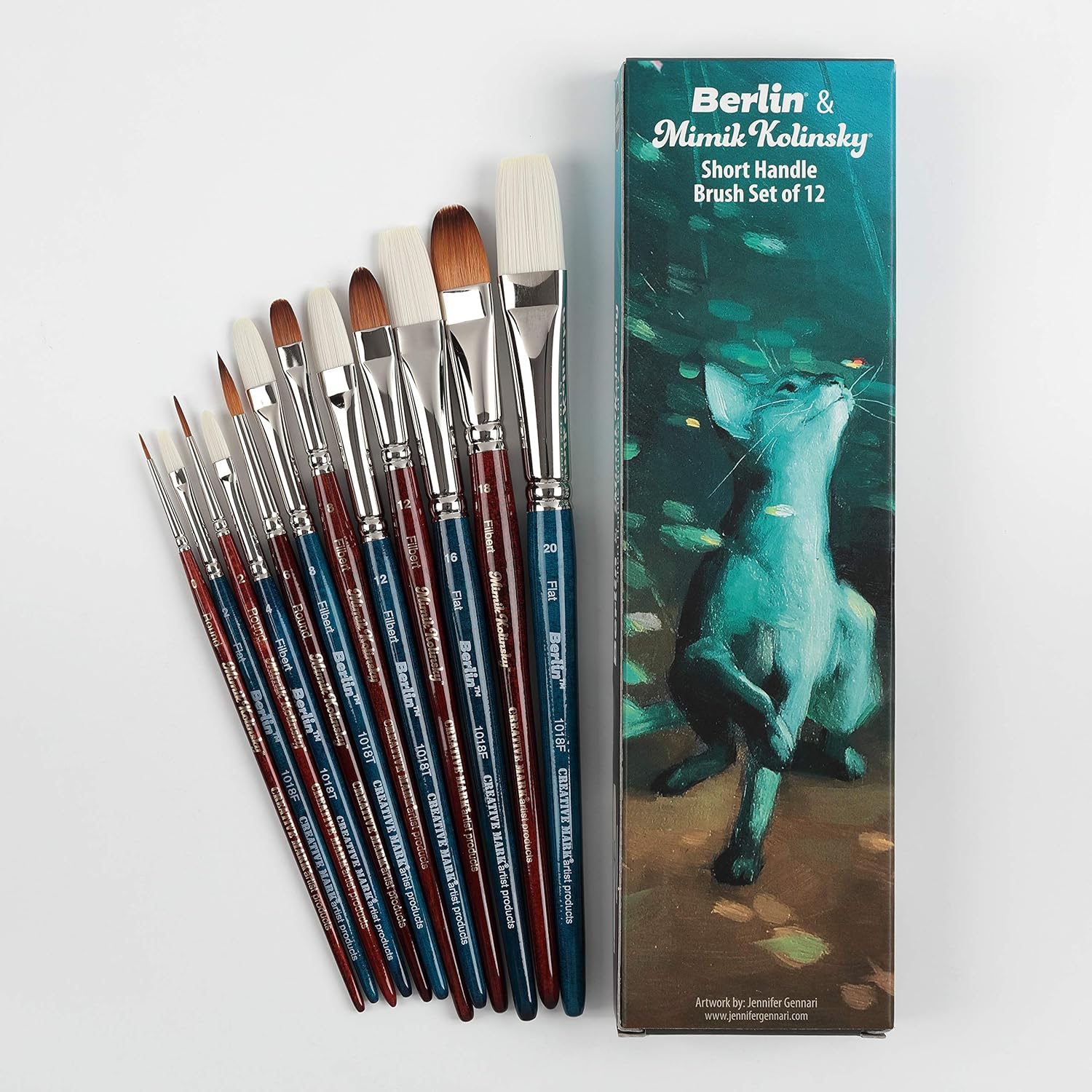 Creative Mark Mimik Kolinsky Synthetic Sable Short Handle Brushes and Sets - Elite Professional Brushes for Painting, Artists, Students, & More! - [Set of 12 - Set]
