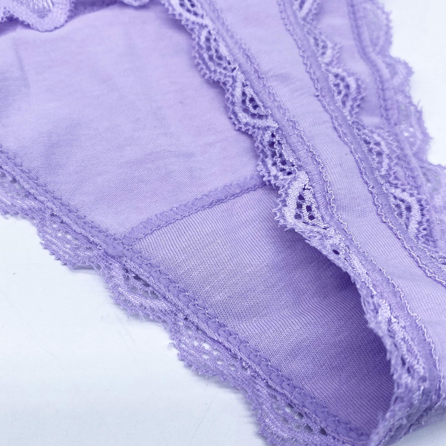 Pack 6 High Waisted Lace Thong for Women Cotton Underwear Plus Size High Rise Retro Tummy Control Thongs Panties - Image 5