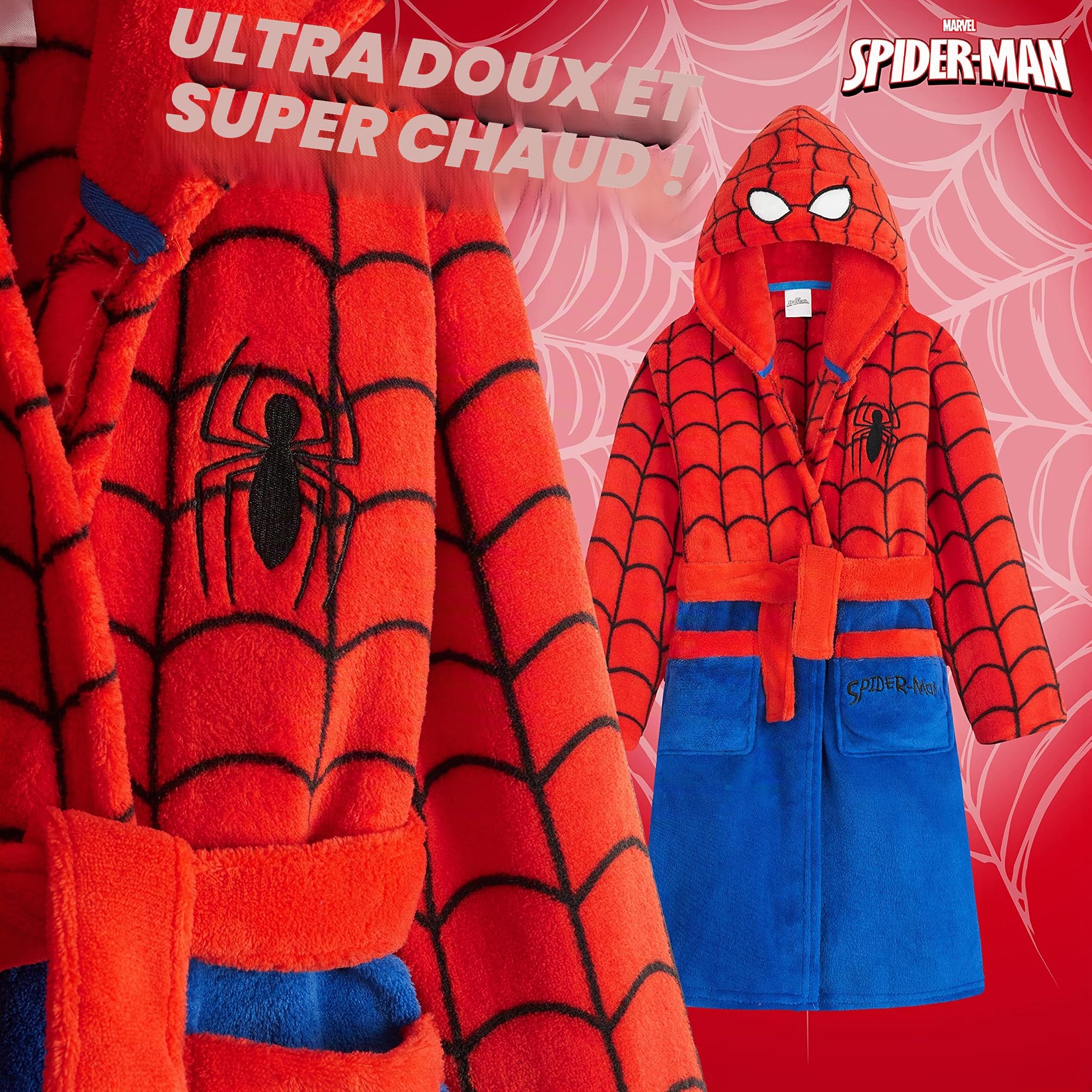 Marvel Robe de Chambre Enfant Garçon Spiderman - Peignoir Enfant Polaire