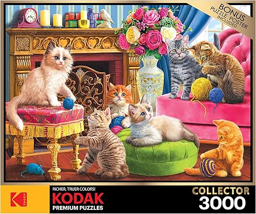 Miniatura 4 de RoseArt - Kodak Premium - Kittens by The Fireplace - Rompecabezas de 3000 piezas para adultos