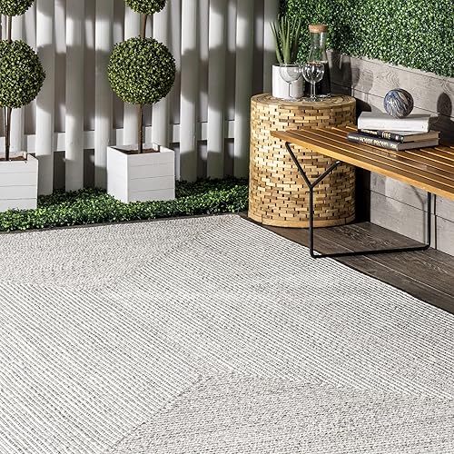 Miniatura 8 de nuLOOM Wynn - Alfombra decorativa trenzada para interiores y exteriores, 3 x 5pies, ovalada, marfil