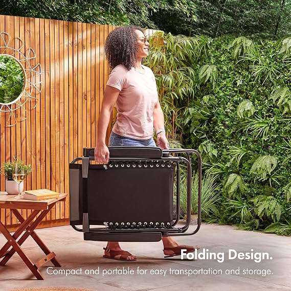 VonHaus Premium Padded Zero Gravity Chairs - Heavy Duty Textoline Outdoor Folding & Reclining Sun Loungers with Head Pillows & Steel Frames for Patio, Conservatory or Decking (Set of 2, 2)