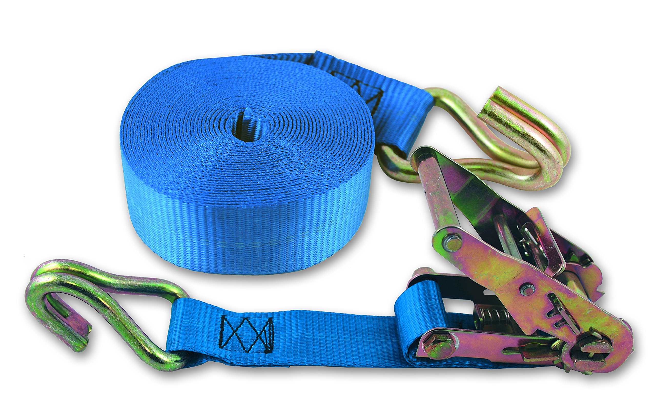 Chapuis gab17 correa polipropileno con tensor de trinquete y 2 ganchos cerrados – Tensión máxima de uso 200 kg – anchura 35 mm – longitud 5, M – Azul
