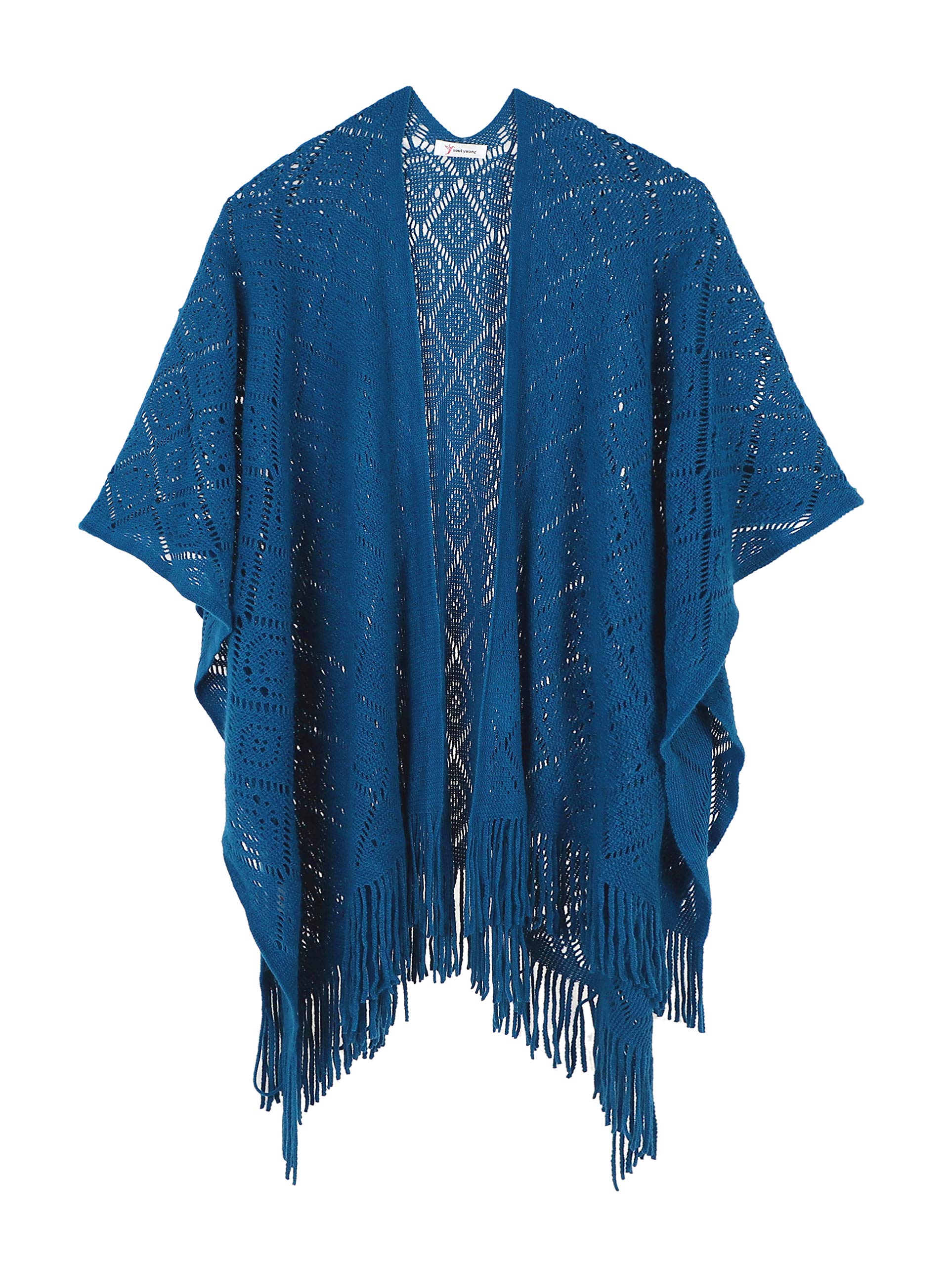 soul young Chale Femmes Tricot Gilet Poncho, Cape Grande Soiree Taille Cardigan Kimono Wrap Pashmina