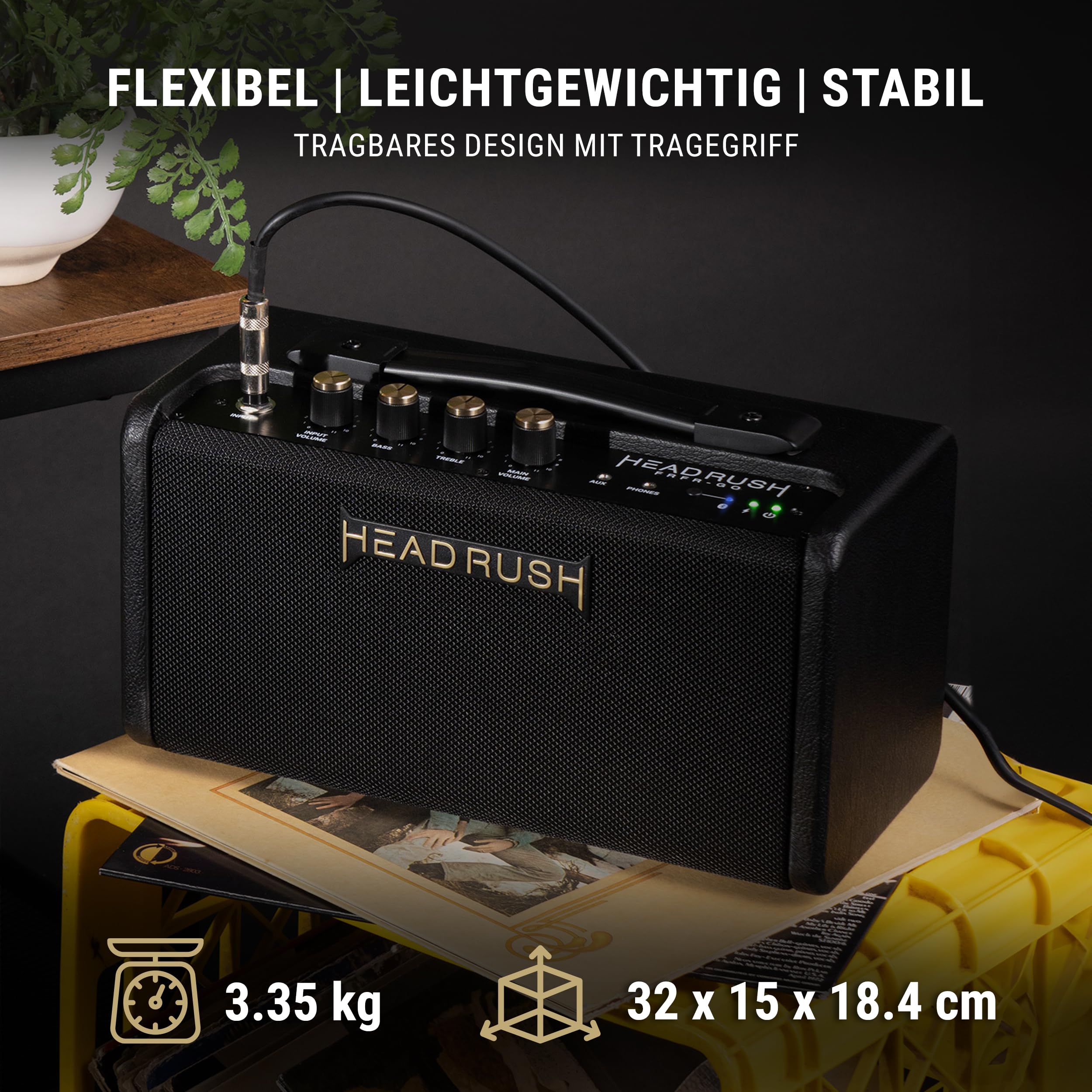 HeadRush FRFR-GO - 30W Verstärker für elektrische und Bassgitarren mit dualen 3" Lautsprechern, Bluetooth und Akku für Multi-FX/Amp Modeling Pedale