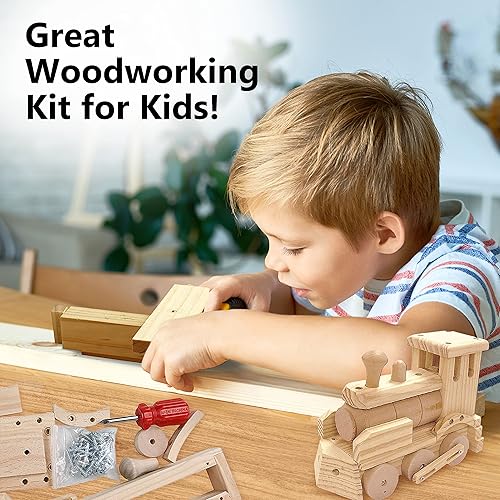 Miniatura 6 de Kraftic Kit de construcción de carpintería para niños y adultos, 2 piezas educativas de carpintería de construcción de carpintería, kit de modelo de