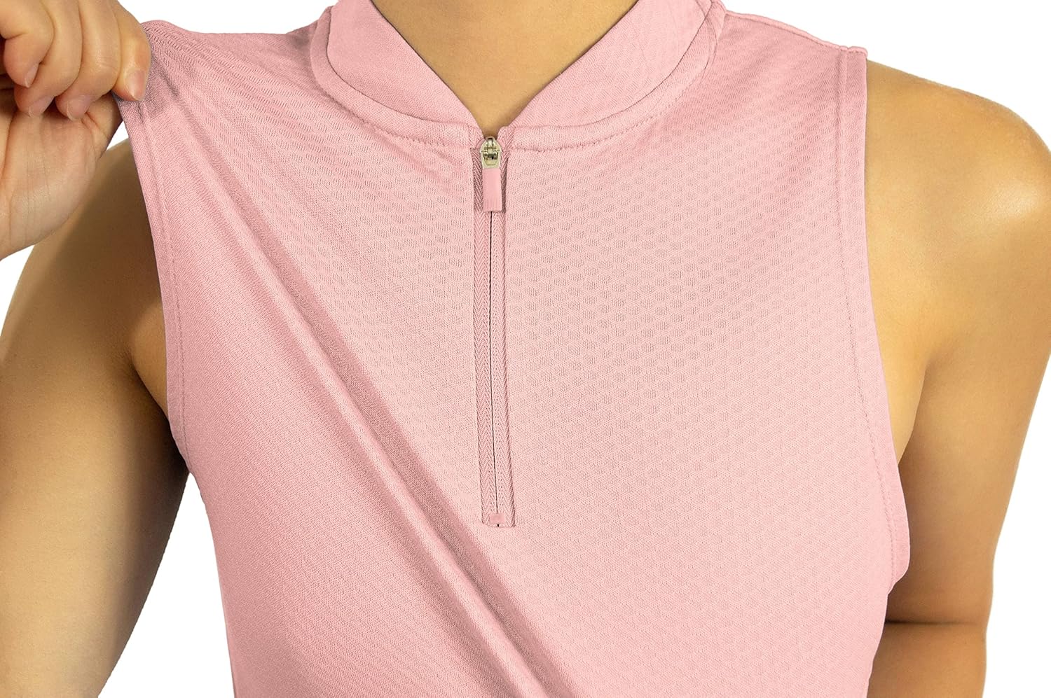 Three Sixty Six Womens Sleeveless Collarless Golf Polo Shirt with Zipper - Quick Dry Tank Tops for Women