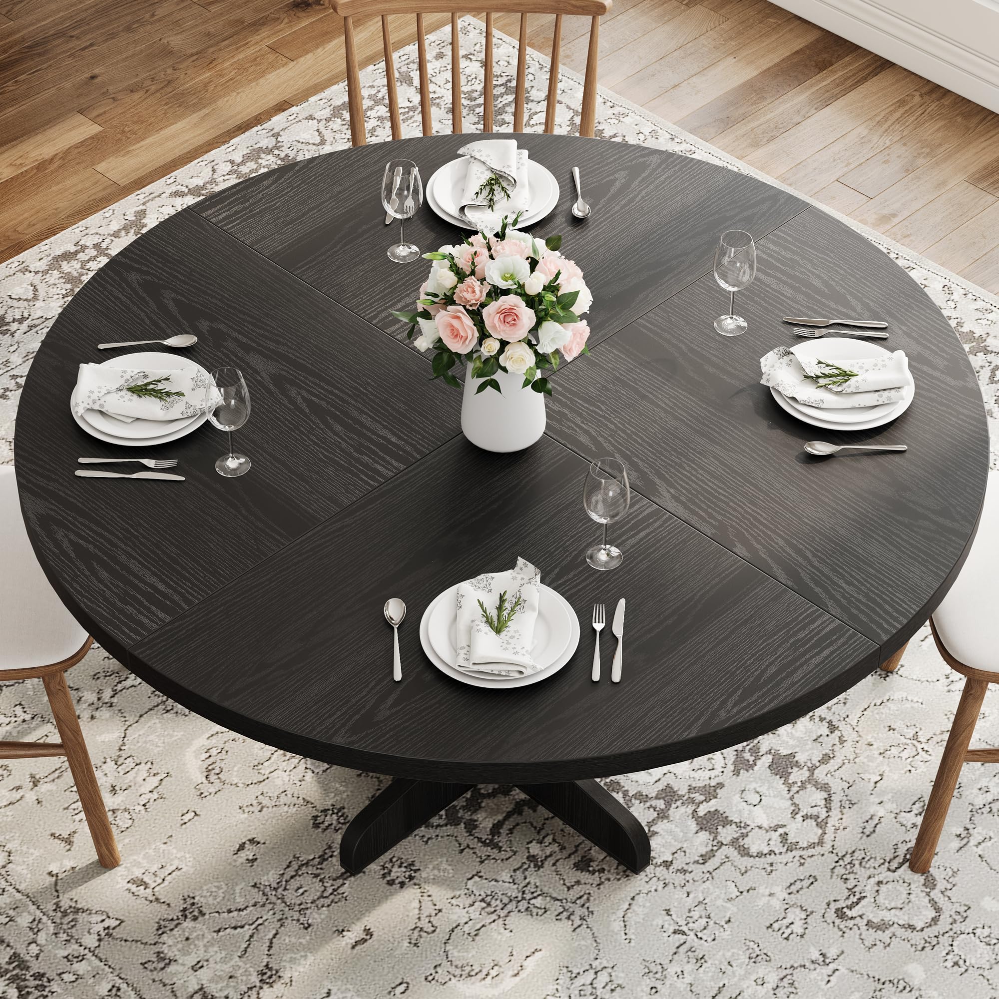 Runder Esstisch 120 cm aus Massivholz für 4–6 Personen | Stabile Massivholz-Tischplatte mit robustem Gestell – runder Esstisch für 4–6 Personen, ideal für Küche und Esszimmer.