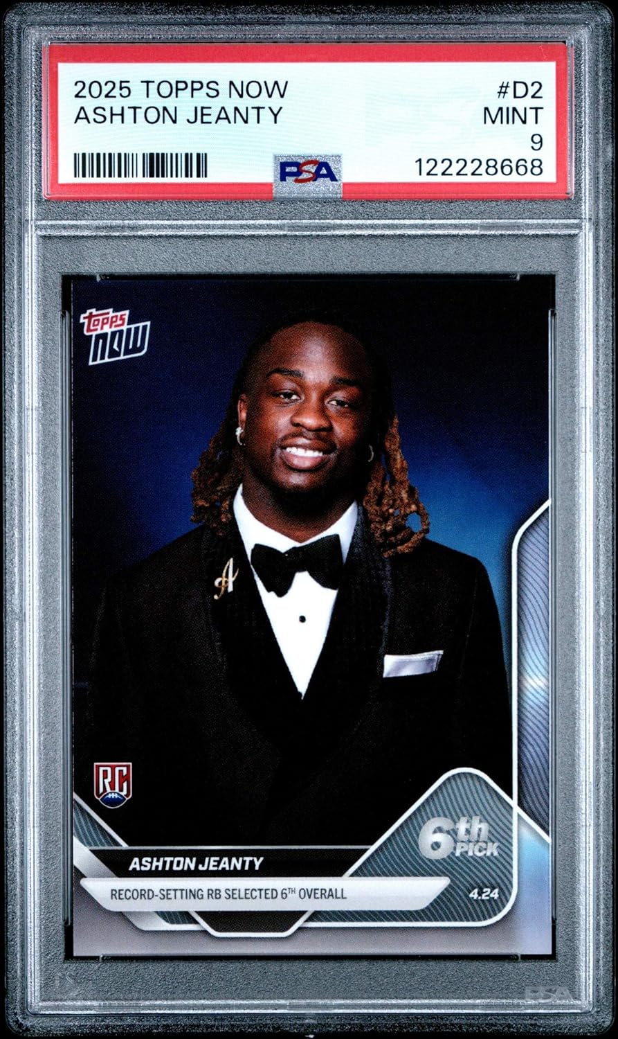Graded 2025 Topps Now Ashton Jeanty #D2 Rookie RC Football Card PSA 9 Mint