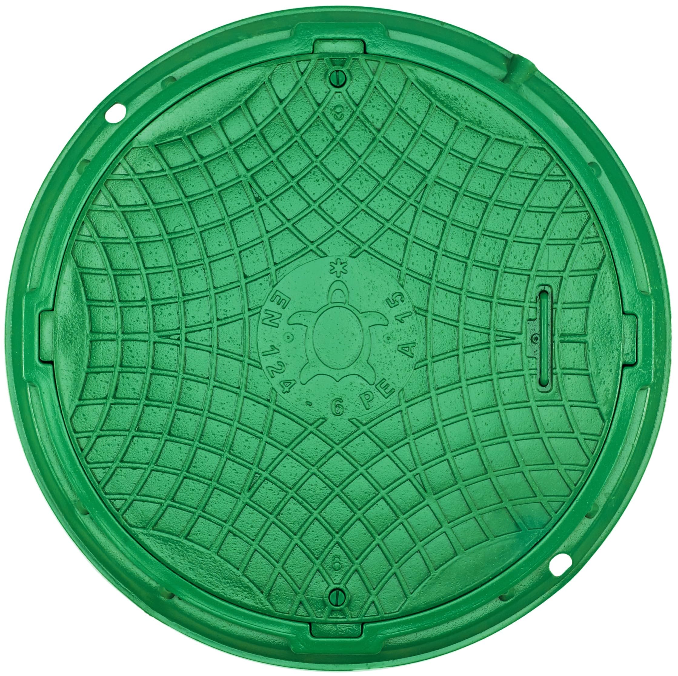 Tapa de pozo Ø600, Tapa de Alcantarilla Redonda A15, Tapa de registro y Tapa de arqueta de Plástico DN600/750 EN-124, Carga max 1500 Kg, BabylonPlast (Verde)