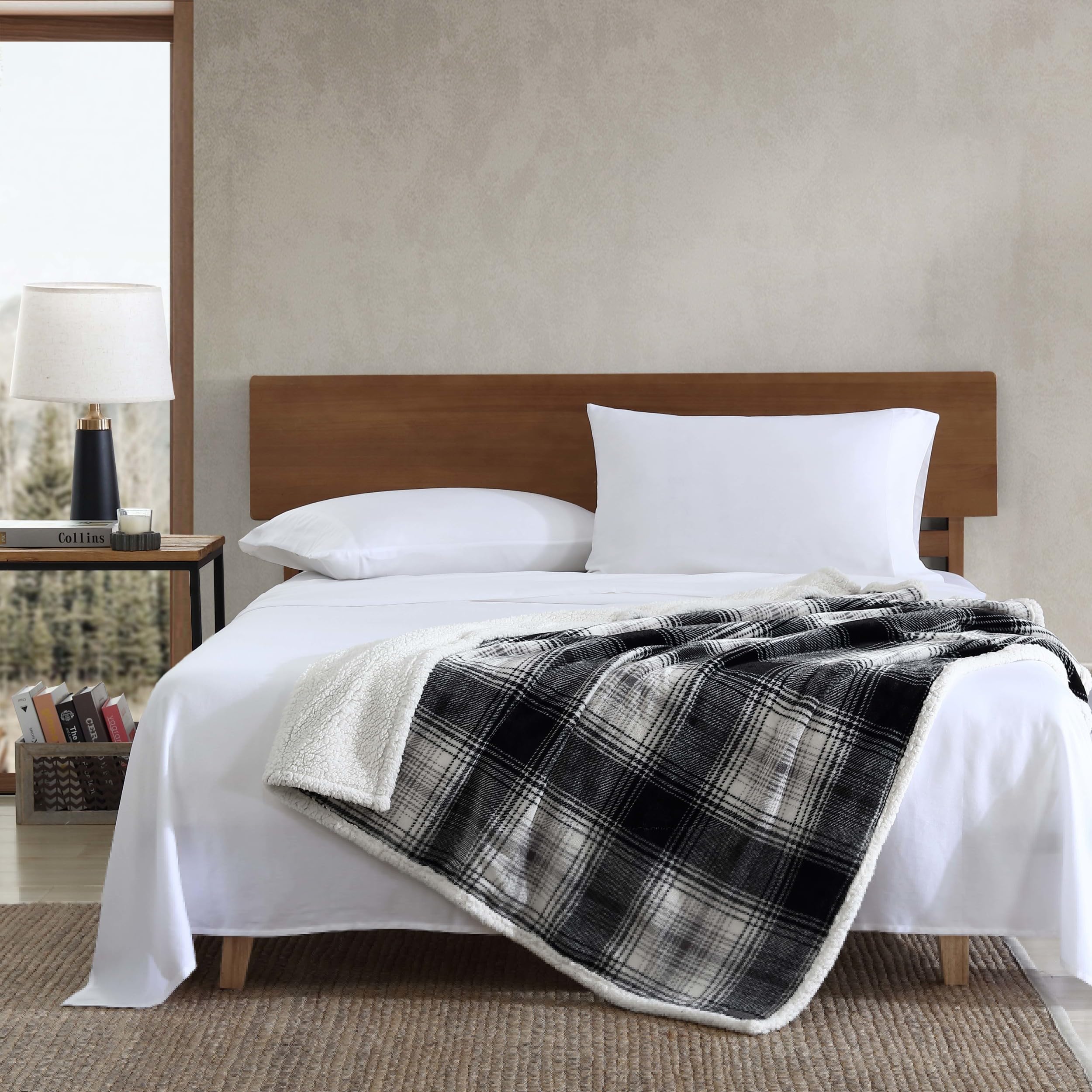 Eddie Bauer - Örtü, ters çevrilebilir Sherpa polar nevresim takımı, tüm mevsimler için ev dekorasyonu (Vail Plaid, örtü)
