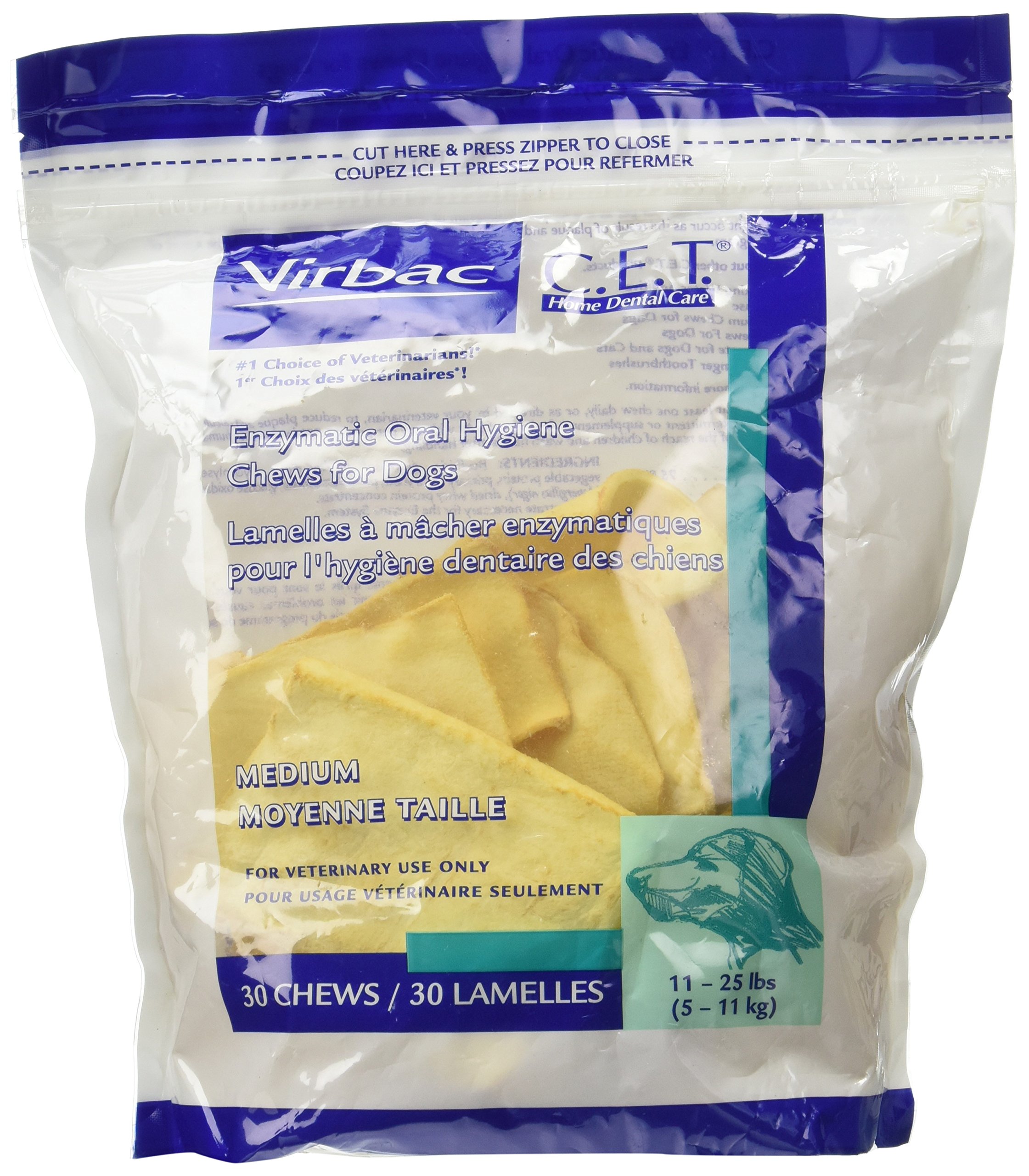 C.E.T. Enzymatic Oral Hygiene Chews for Small-Medium Dogs (11-25 Pounds) - Case of 5 by Virbac