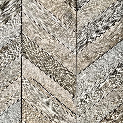 Miniatura 2 de Jeweluck Papel tapiz de madera beige para despegar y pegar, 14.5 pies cuadrados, papel tapiz de tablones de madera vintage