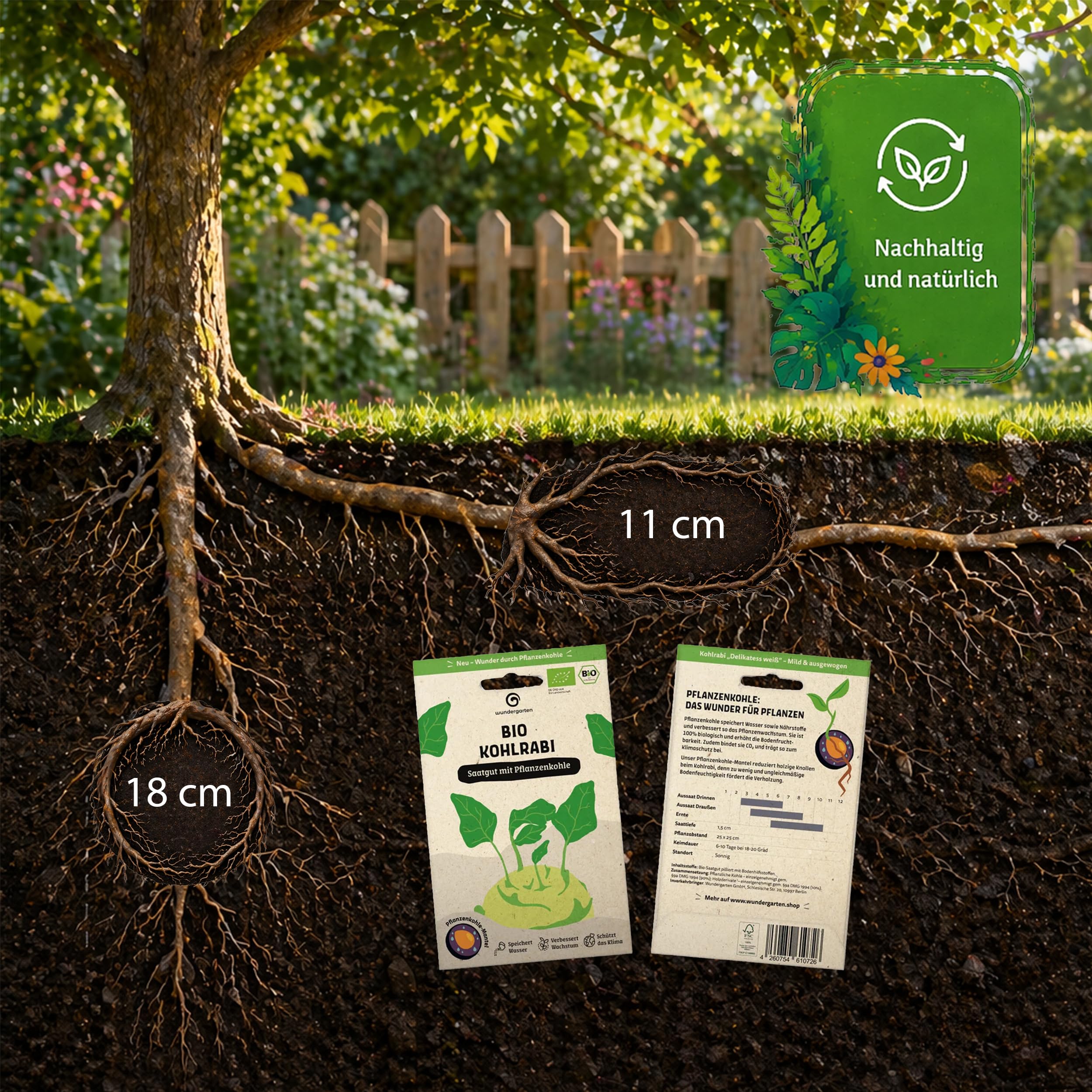 20x Bio Kohlrabi Saatgut Delikatess Weiß – Wundergarten – Mit Pflanzenkohle-Mantel – Hohe Keimrate & zarte Knollen – Gemüsesamen für Garten, Hochbeet & Balkon