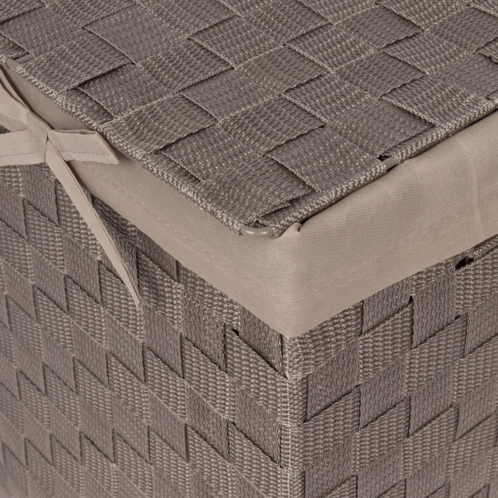 Compactor Tex Cesto Portabiancheria Quadrato Con Coperchio, Talpa, Tessuto Con Struttura In Metallo, Fodera In Lino Rimovibile, 30 x 30 x 50 cm, RAN6891