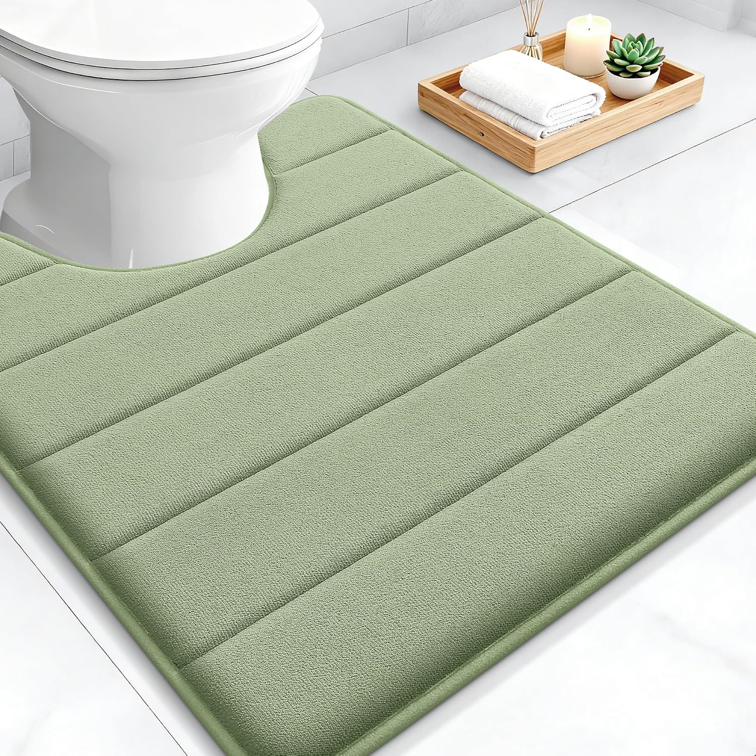 OLANLY Memory Foam Toilet Rugs U Shaped 24x20, Super Soft and Absorbent