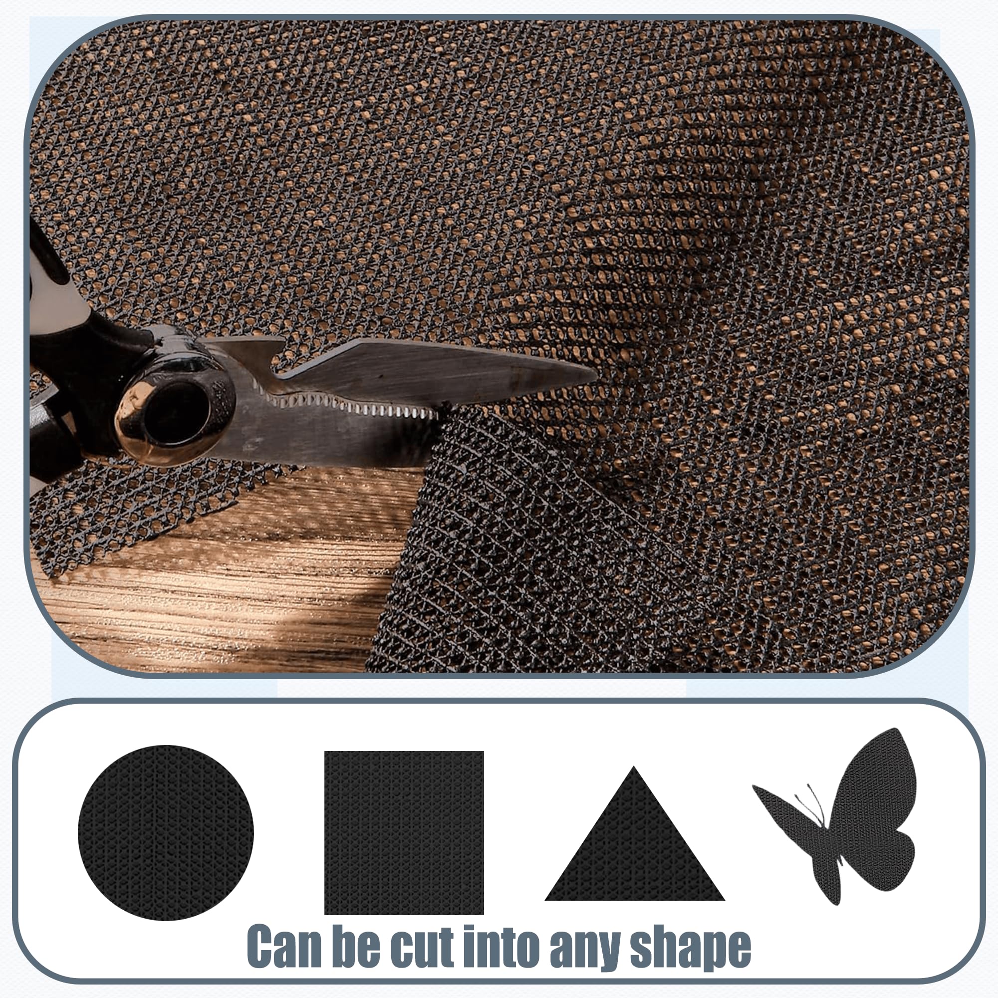 Rete Antiscivolo per Tappeti 120 x 300 cm Antiscivolo e Tagliabile Tappetino PVC Resistente per Casa Ufficio Automobili Cucina Bagno, Nero