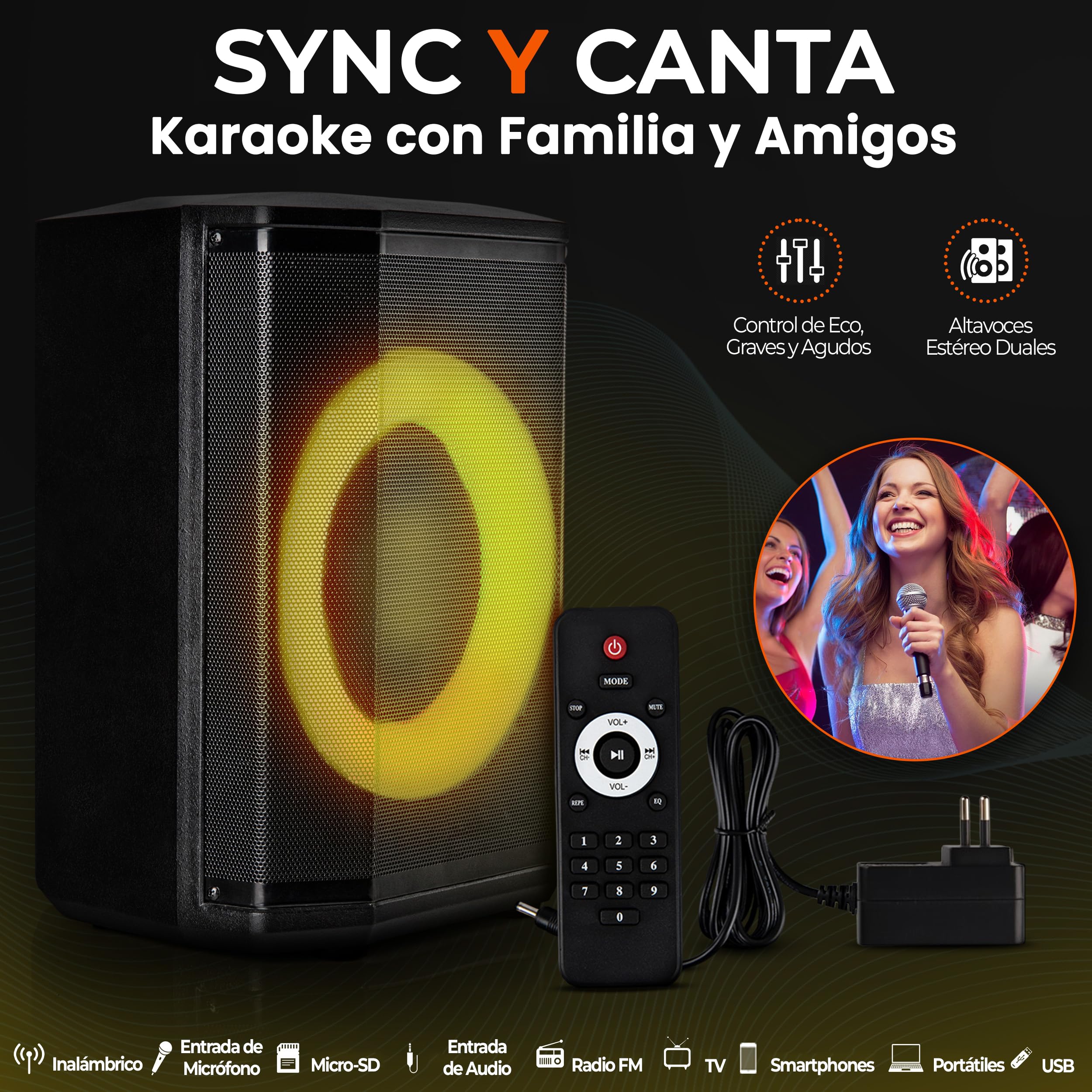 Pyle Altavoz Grande, Bluetooth, Portátil, Sistema True Wireless Stereo, con Bolsa de Transporte y Tripode