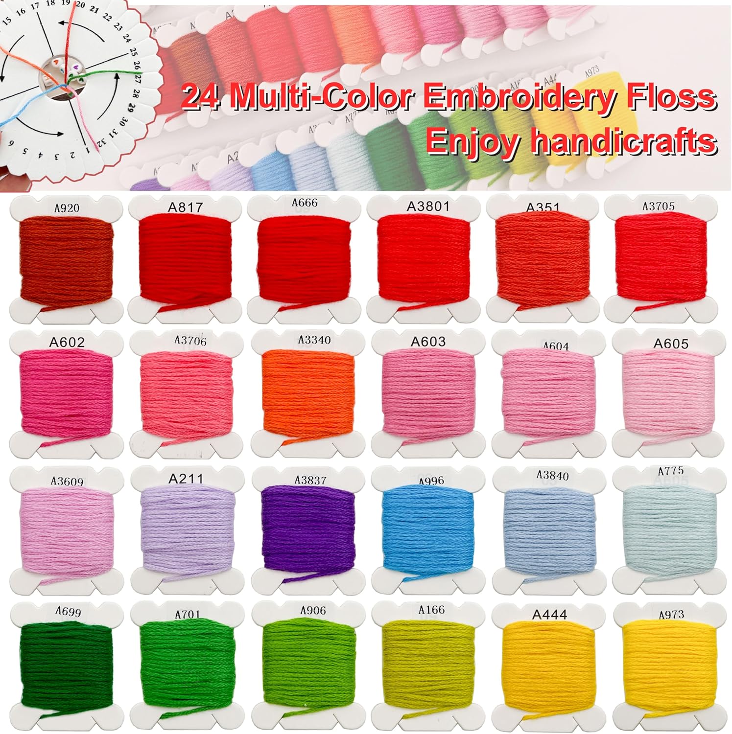 JINNBEY 4655 Pcs Jewelry Making Kits, DIY Bracelet Necklace Portable Three-Layer Spacer Box - Includes 24 Color Cotton Thread & Letter Bead & Tools, The Gift Set for Handicraft Enthusiasts - Image 4