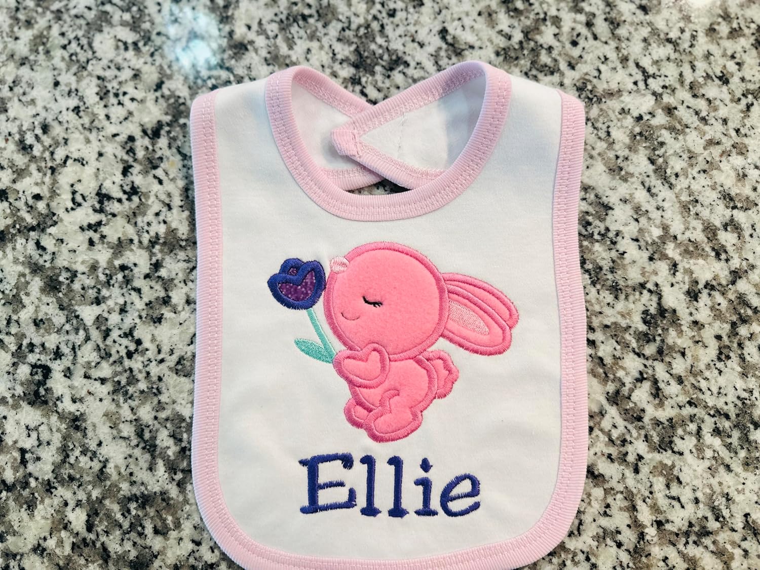 First Easter Bunny Girl Bib Personalized with Baby Custom Name